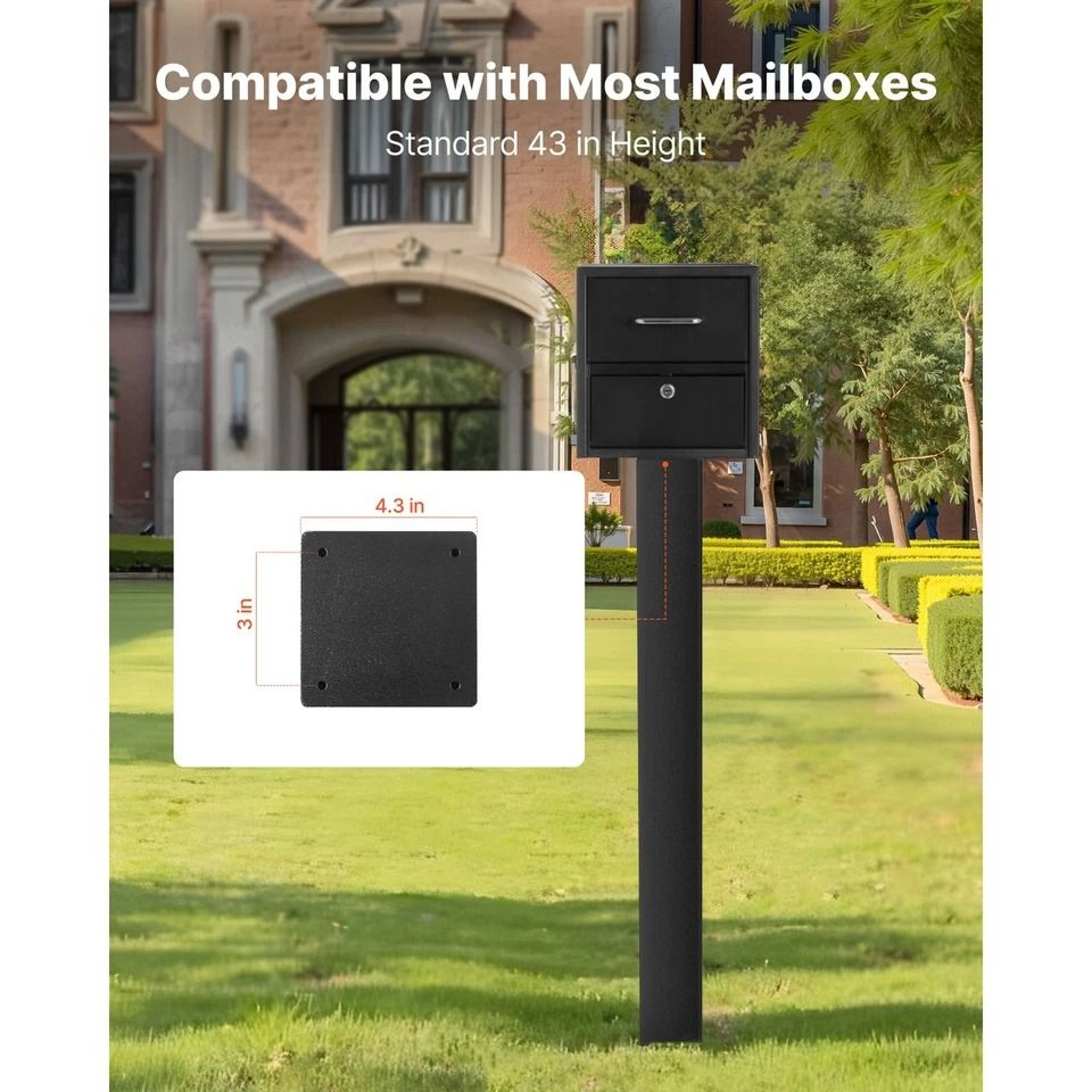 Durable Steel Mailbox Post Kit RustResistant Black Finish 2