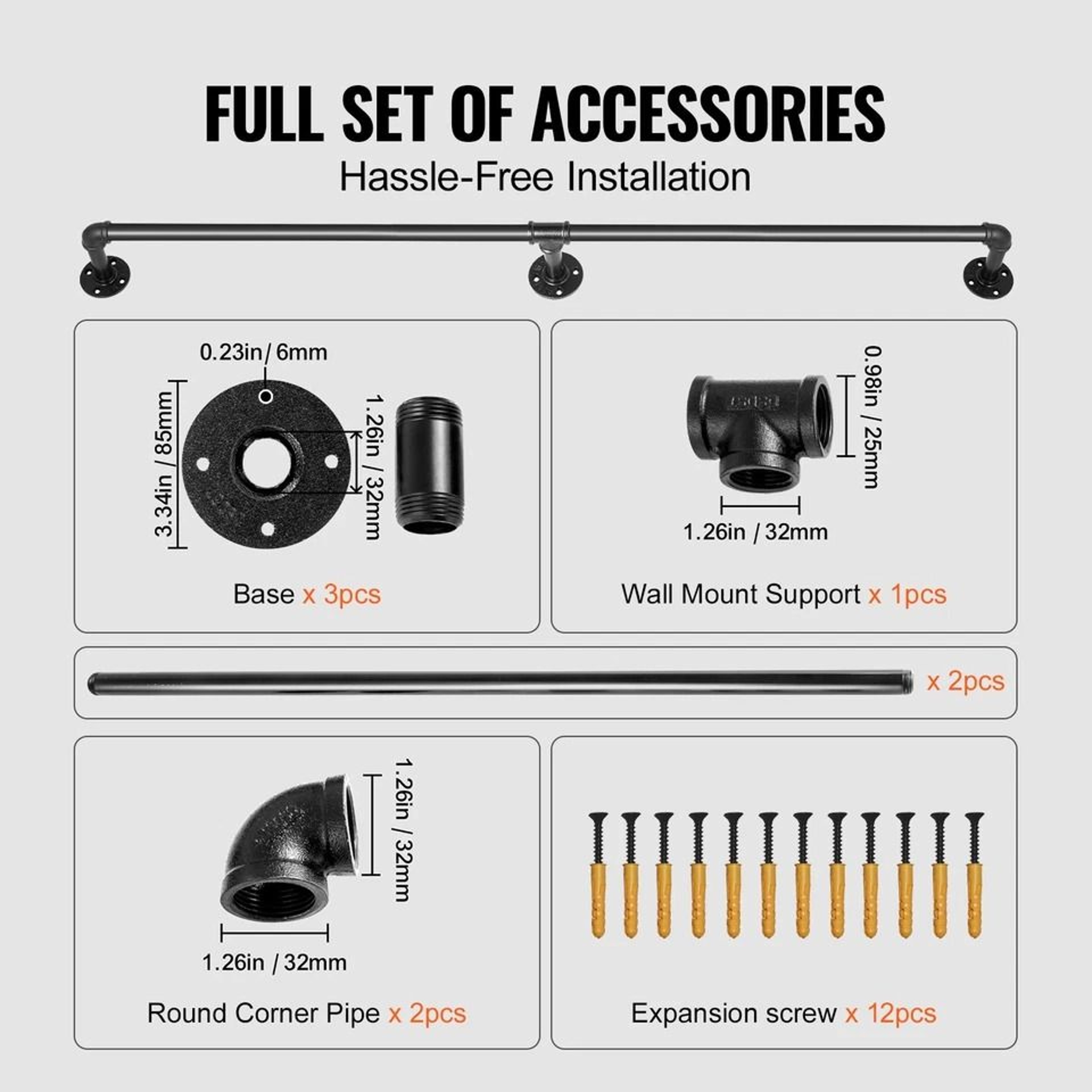 WallMounted Carbon Steel Pipe Staircase Handrail IndustrialStyle Safety Support For Stairs 2