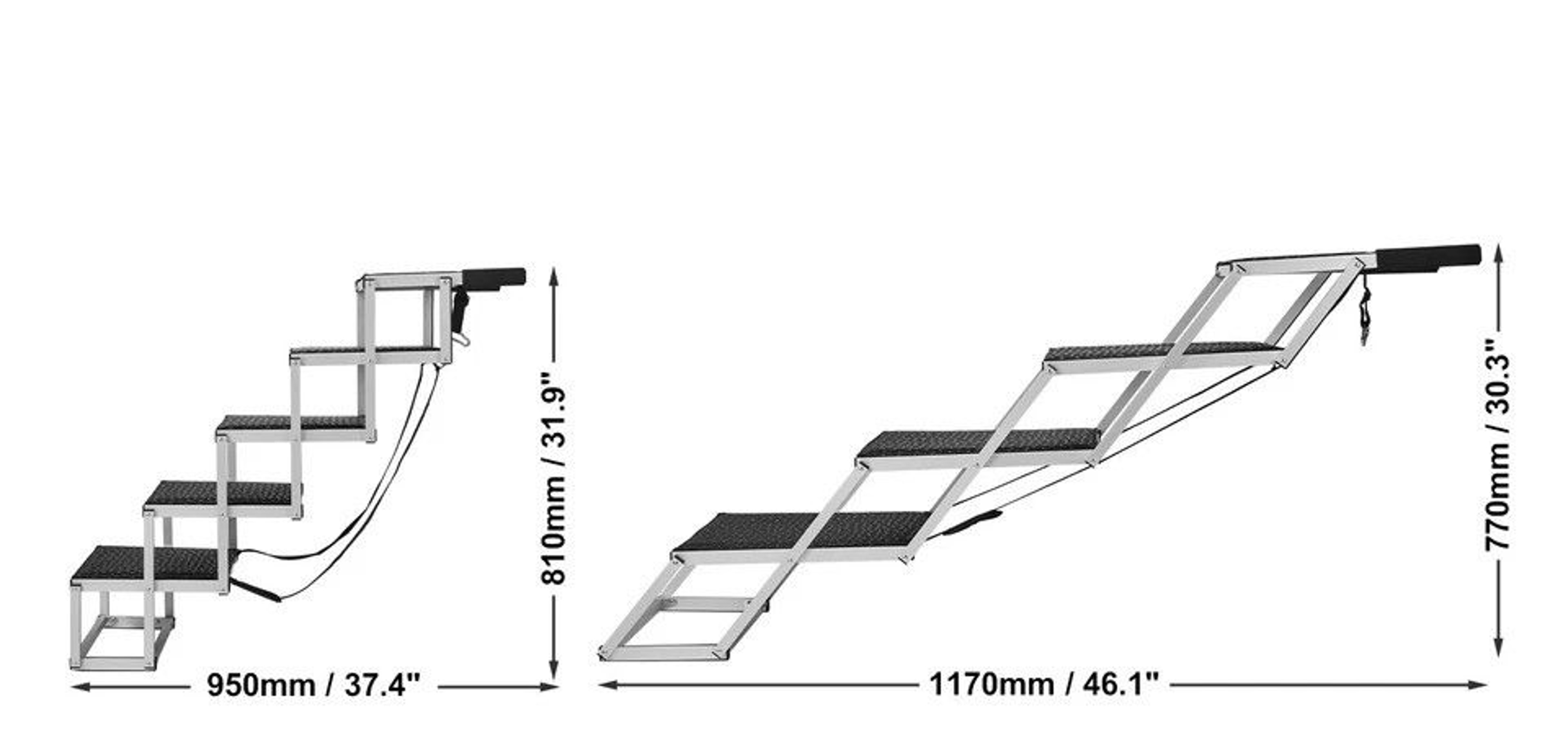 Folding Dog Stair For Cars Aluminum Loads Portable Pet Stairs For Easy Car Access 6
