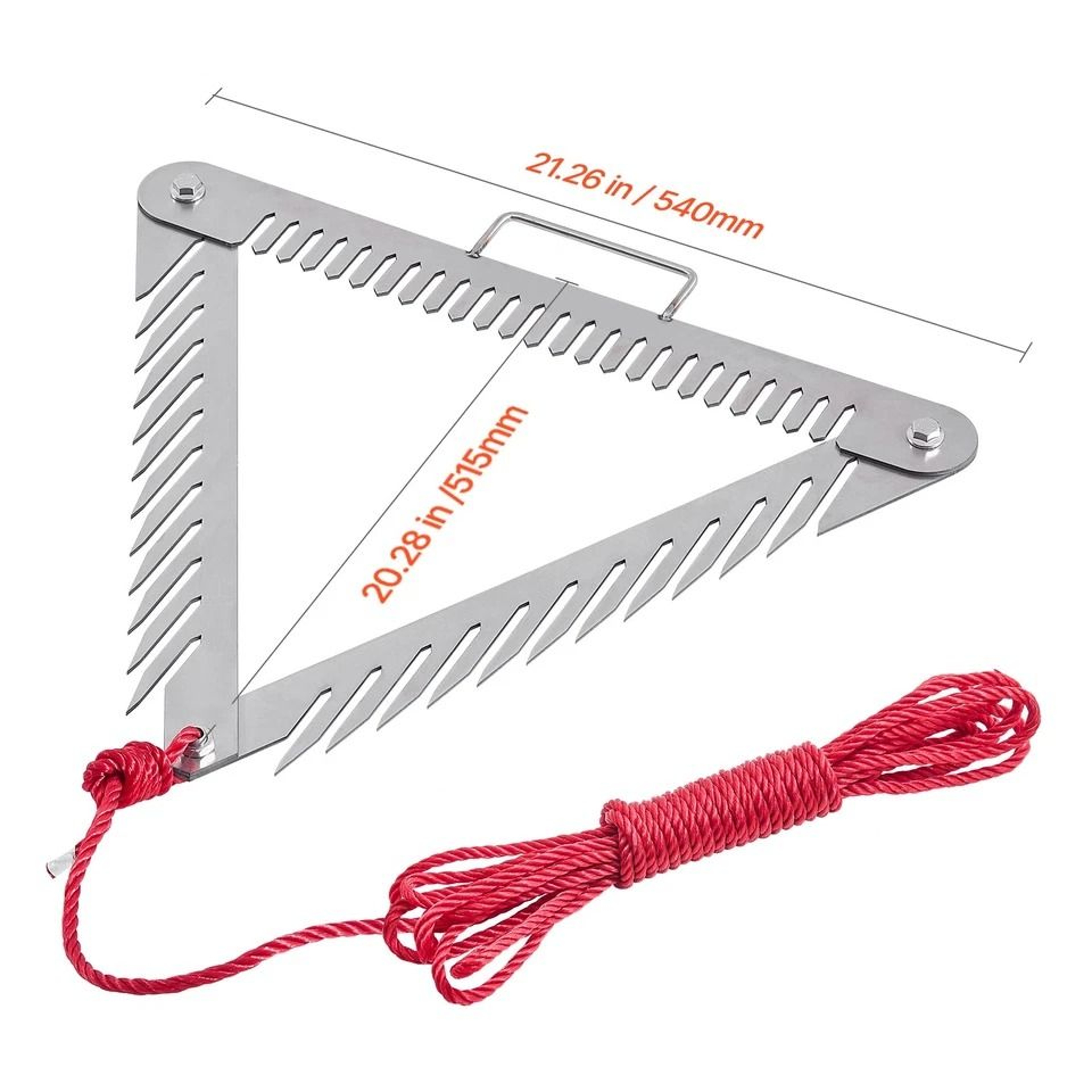 Aquatic Weed Rake With Handle Triangular Foldable Design  Rope For Pond  Lake Cleanup 5