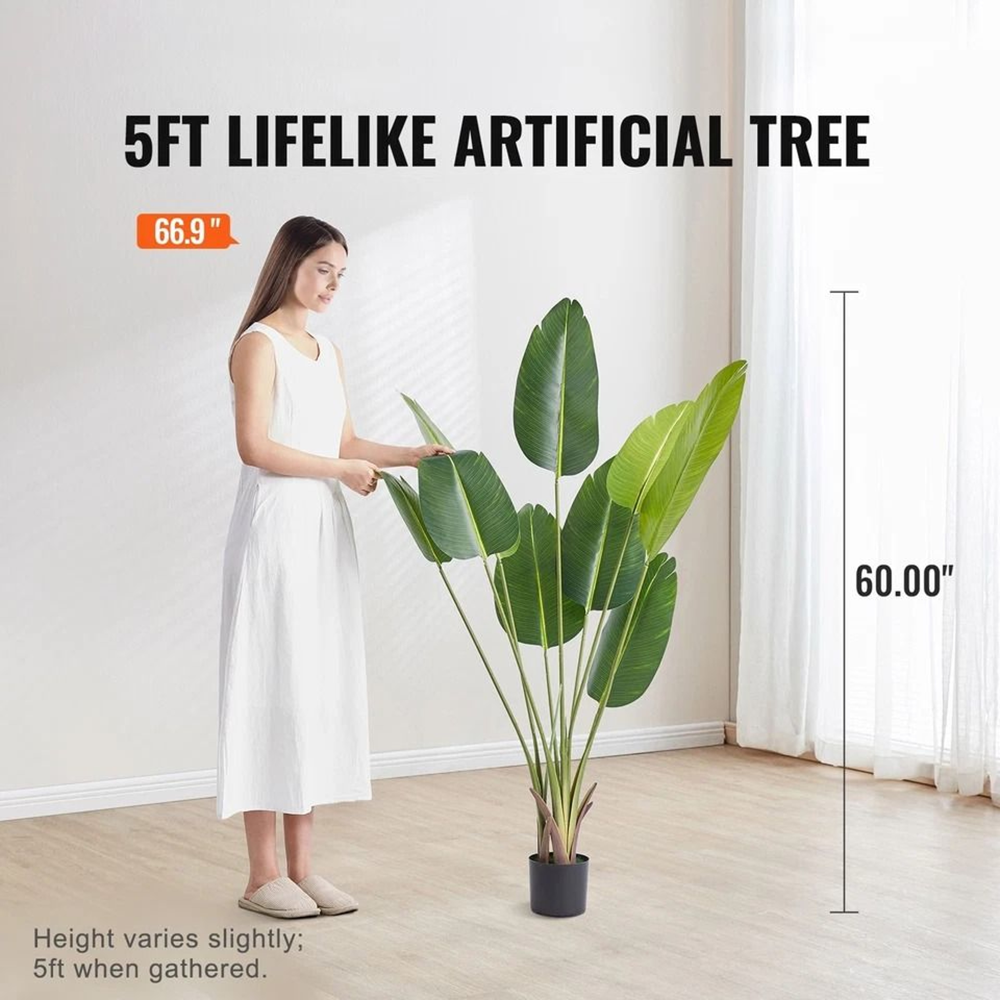 Artificial Birds Of Paradise Tree Realistic Faux Green Plant For Home  Office Decor 1