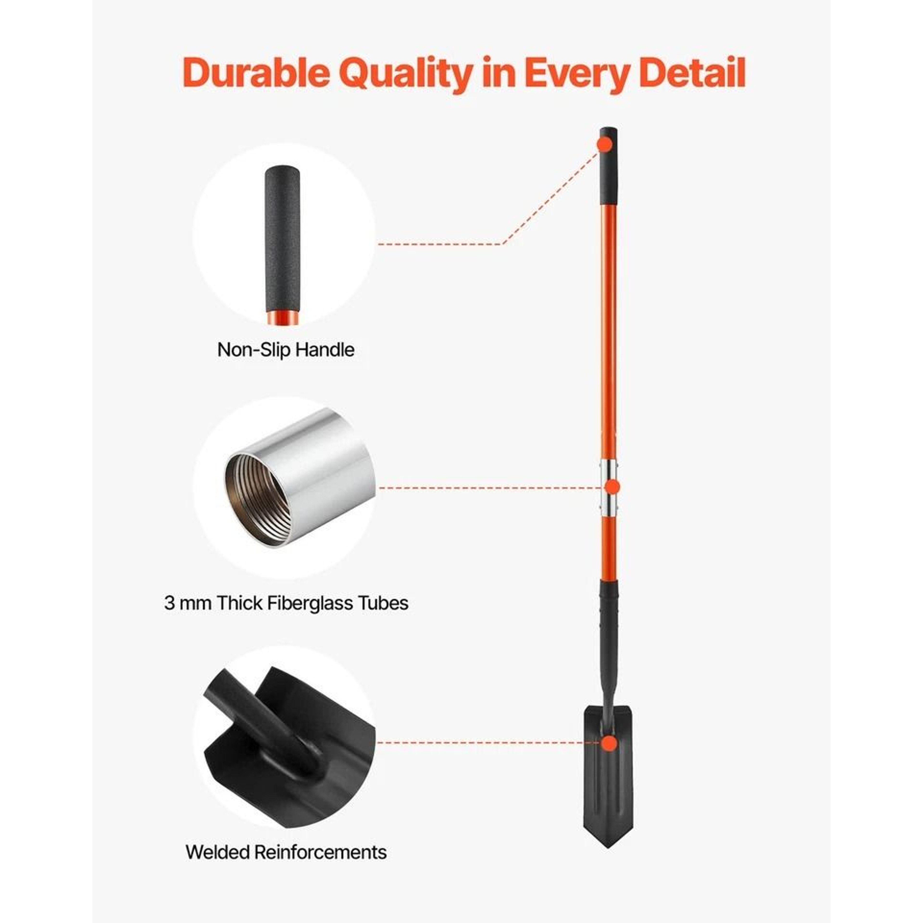 Trenching Shovel Fiberglass Handle Alloy Steel Blade For Efficient Digging 12