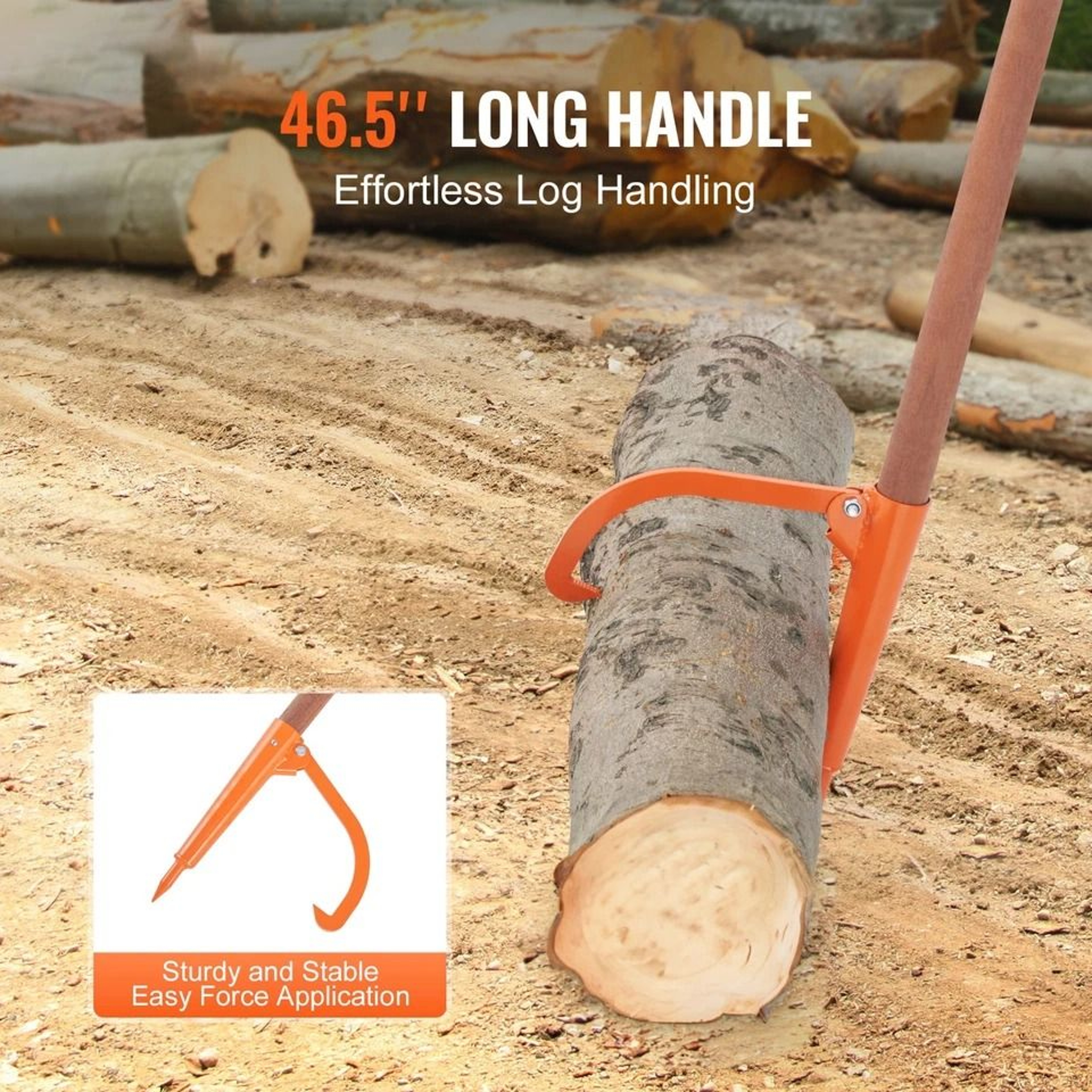 Log Peavey With Wooden Handle HeavyDuty Log Lifter  Roller For Logs 1