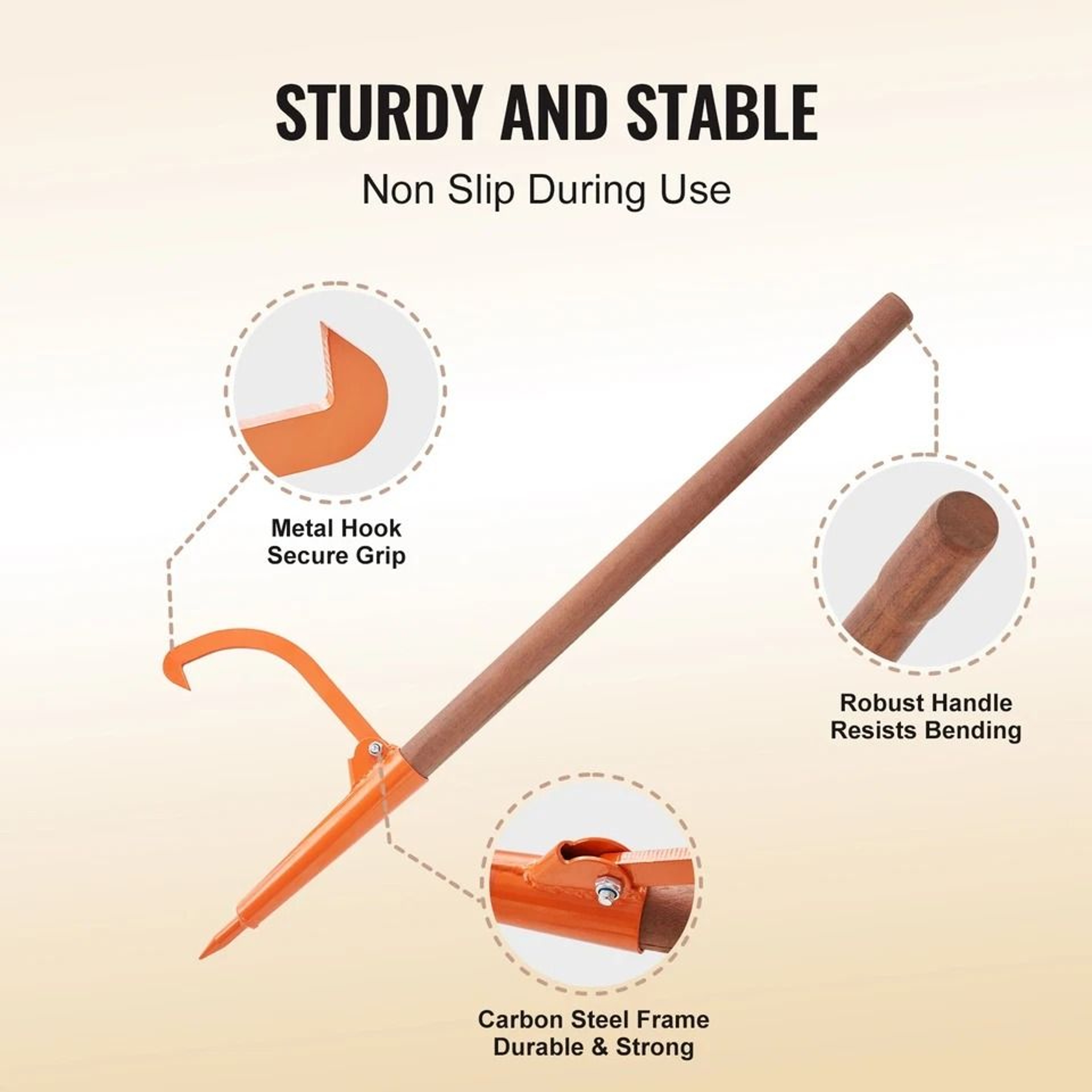 Log Peavey With Wooden Handle HeavyDuty Log Lifter  Roller For Logs 4