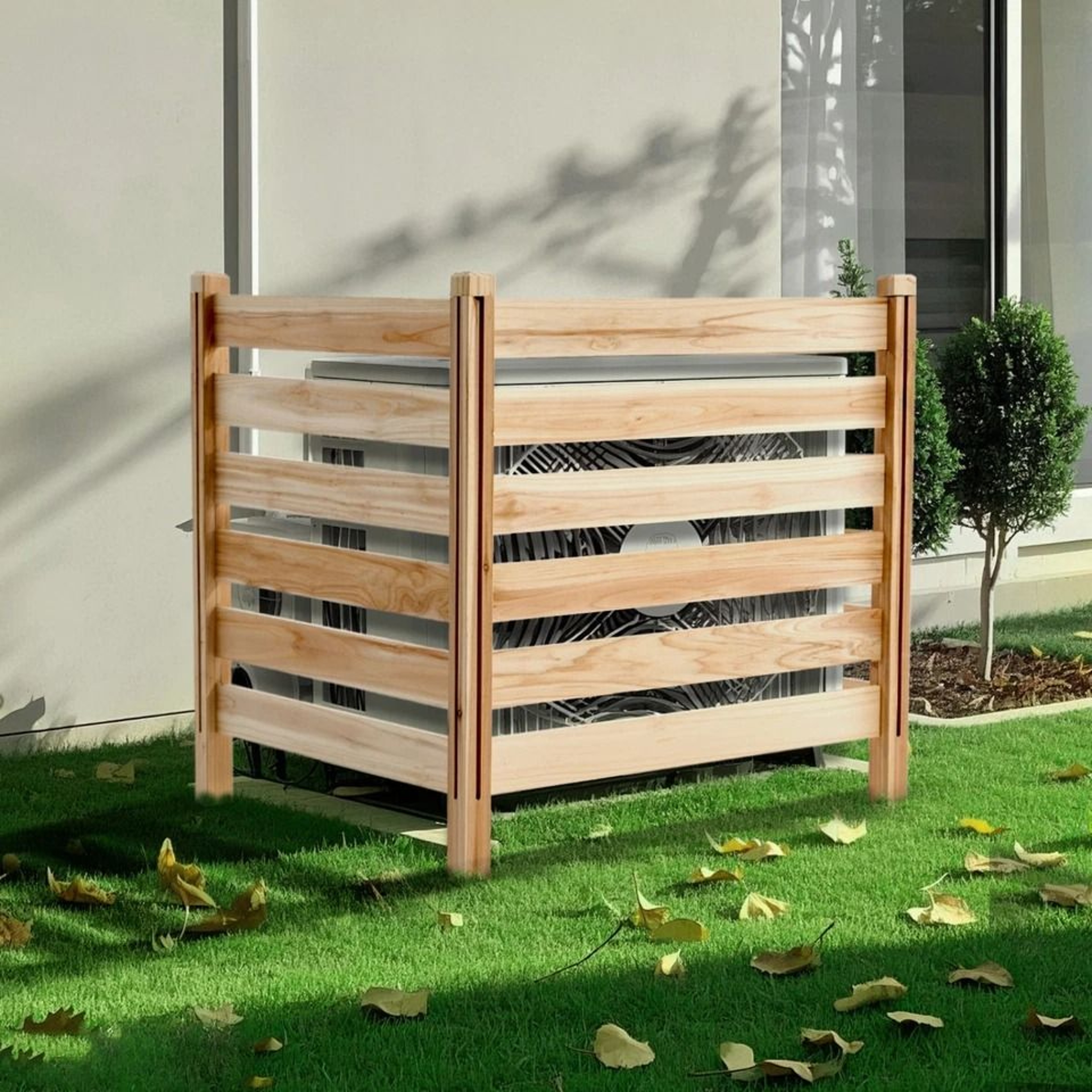 Wooden Privacy Fence For Air Conditioners Trash Bins  Outdoor Equipment Panel WeatherResistant 1