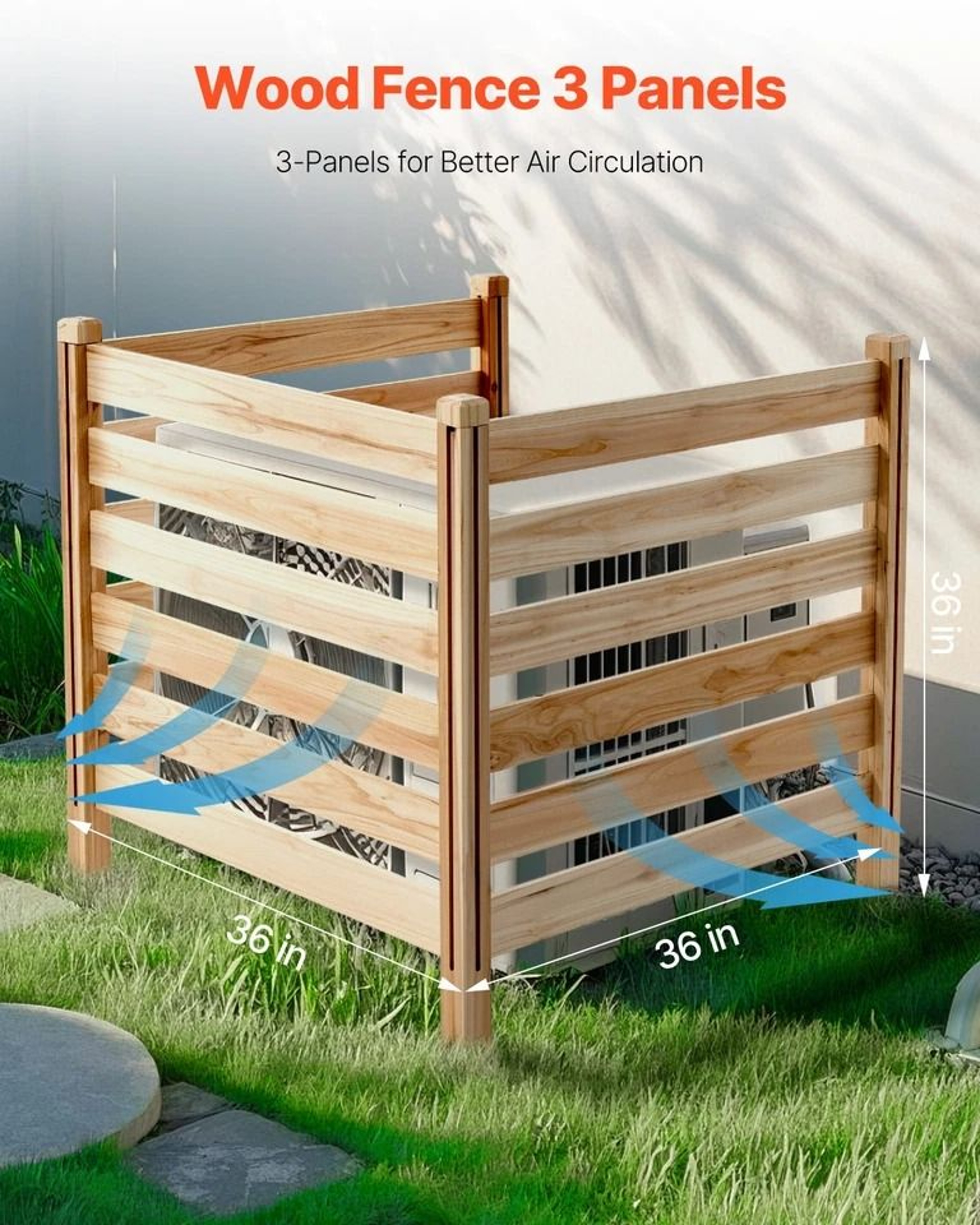 Wooden Privacy Fence For Air Conditioners Trash Bins  Outdoor Equipment Panel WeatherResistant 3