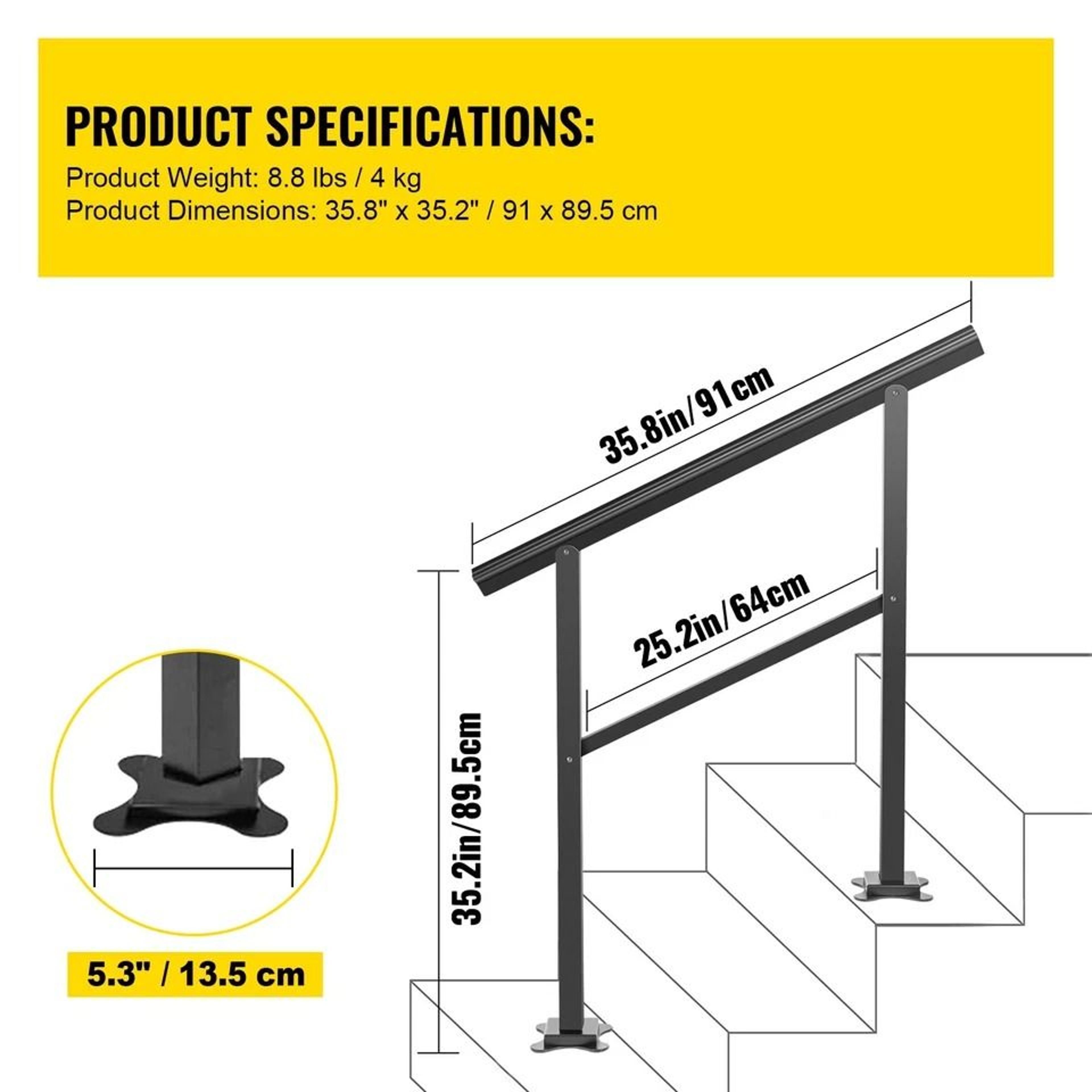 Durable Aluminum Outdoor Steps Handrail For Steps 5