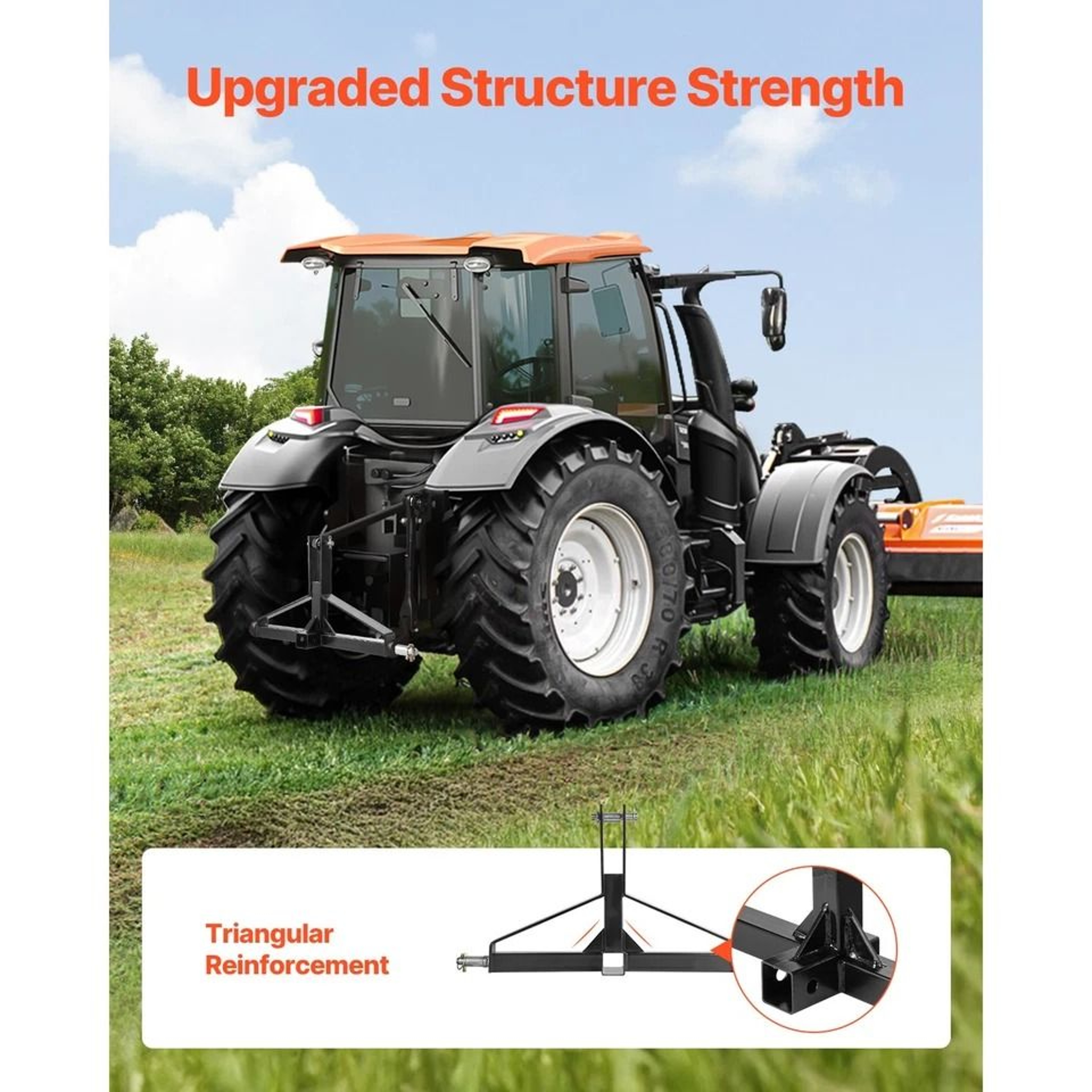 Receiver Hitch Adapter For Category Tractor Quick Attach System Durable Carbon Steel 3