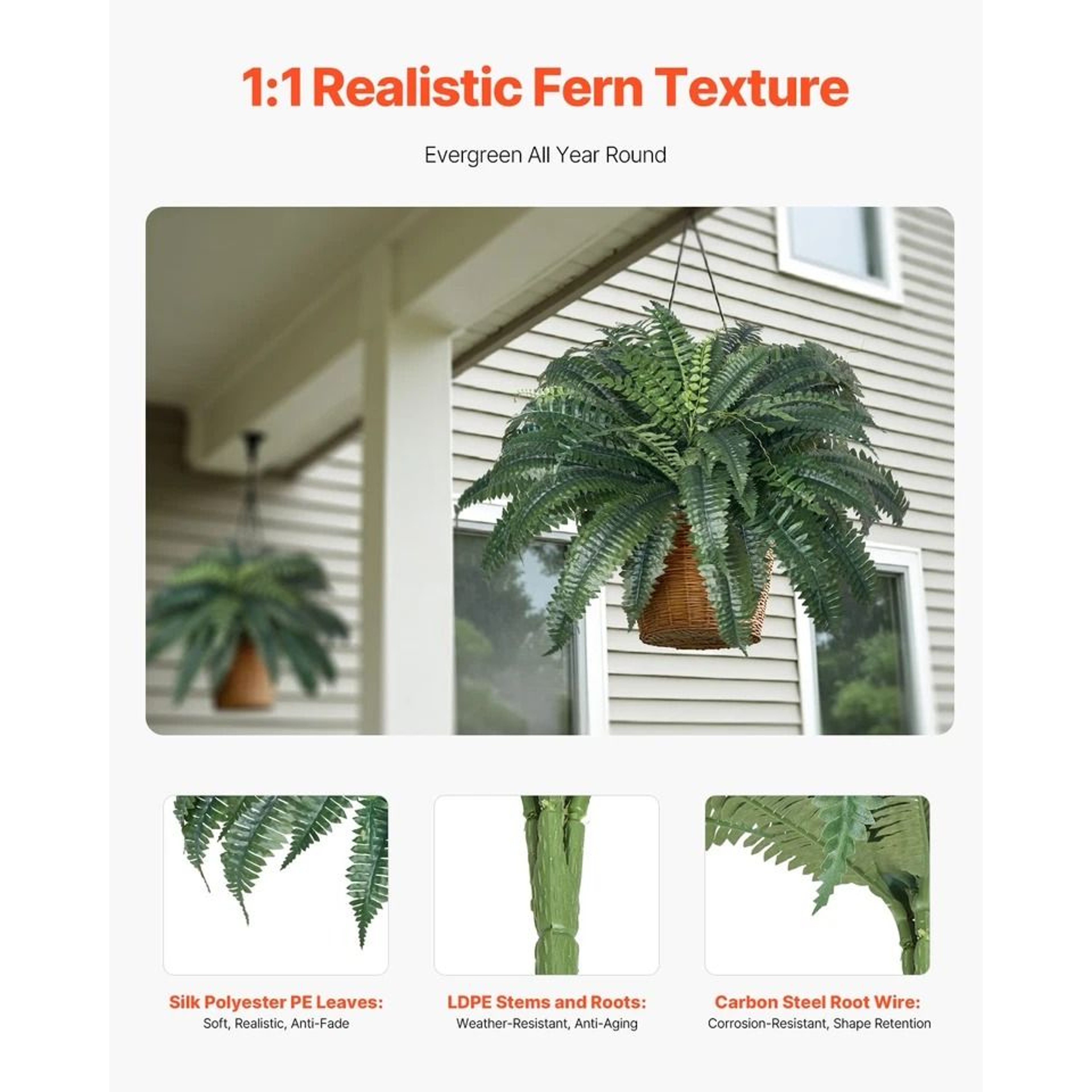 Artificial Boston Fern Plants Lifelike Home Decor For A Fresh Green Touch 1