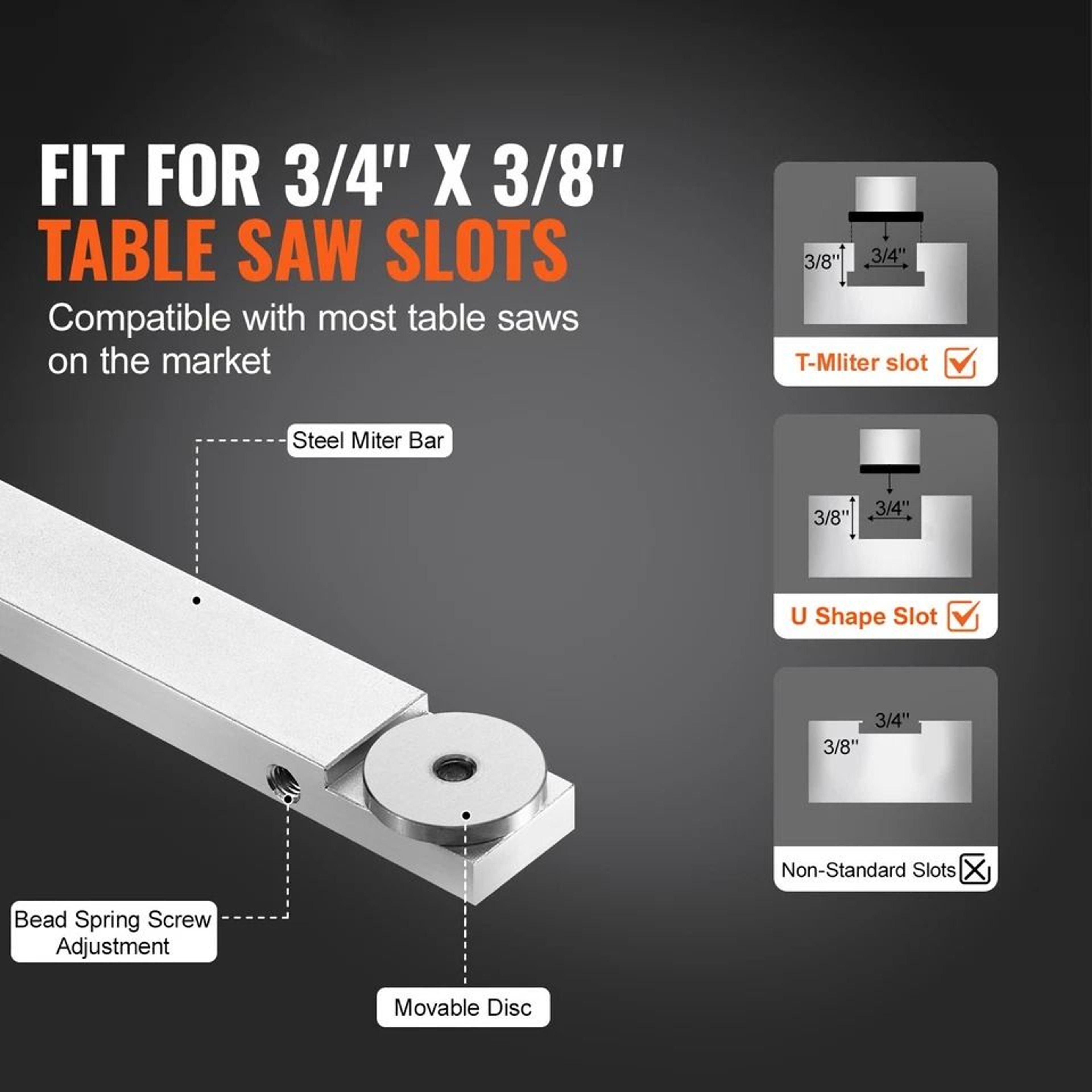 Precision Table Saw Miter Gauge Standard Slot Length Aluminum Alloy With Positive Stops 1
