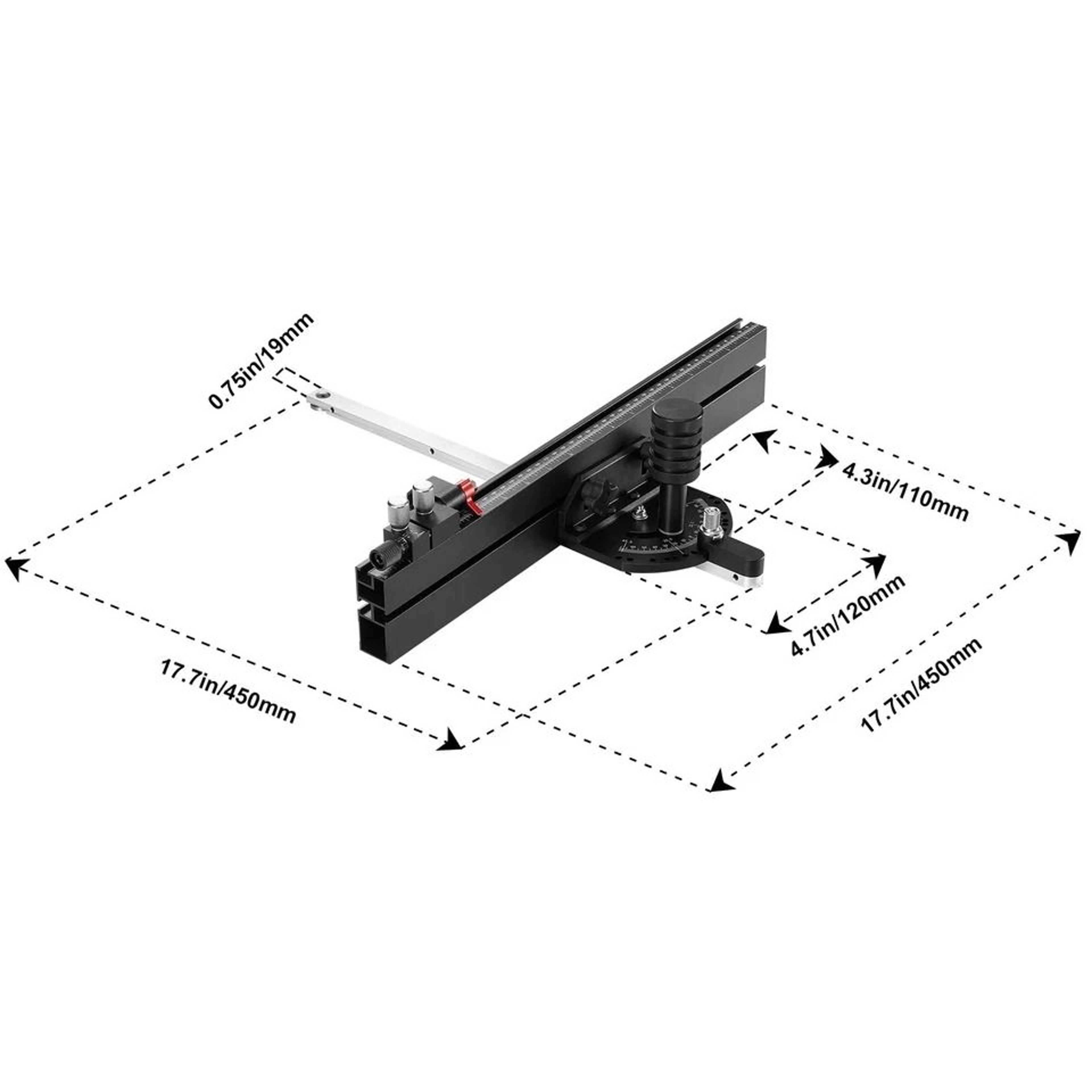 Precision Table Saw Miter Gauge Standard Slot Length Aluminum Alloy With Positive Stops 4