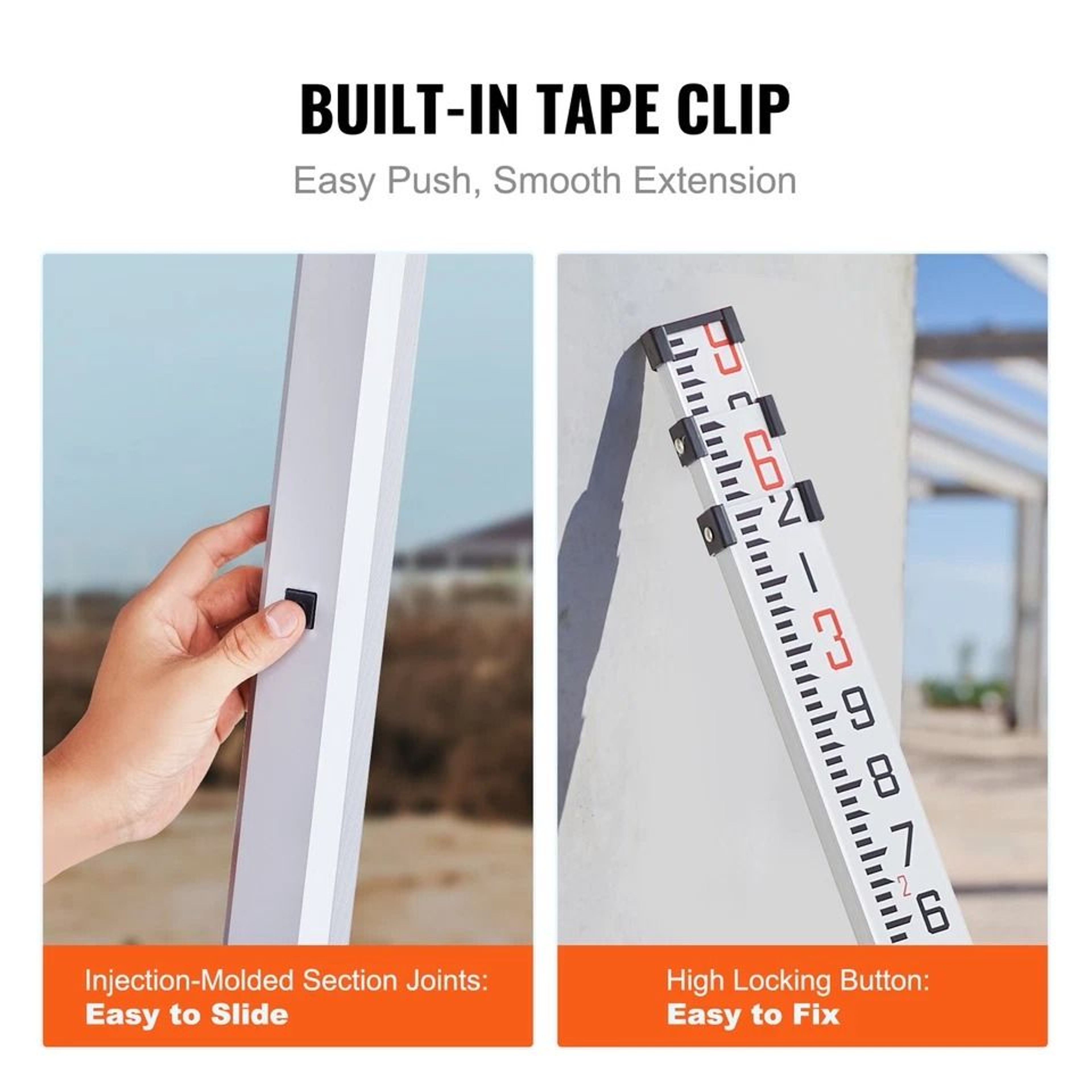 Professional Telescopic Aluminum Leveling Rod With Dual Side Precision Scale 6