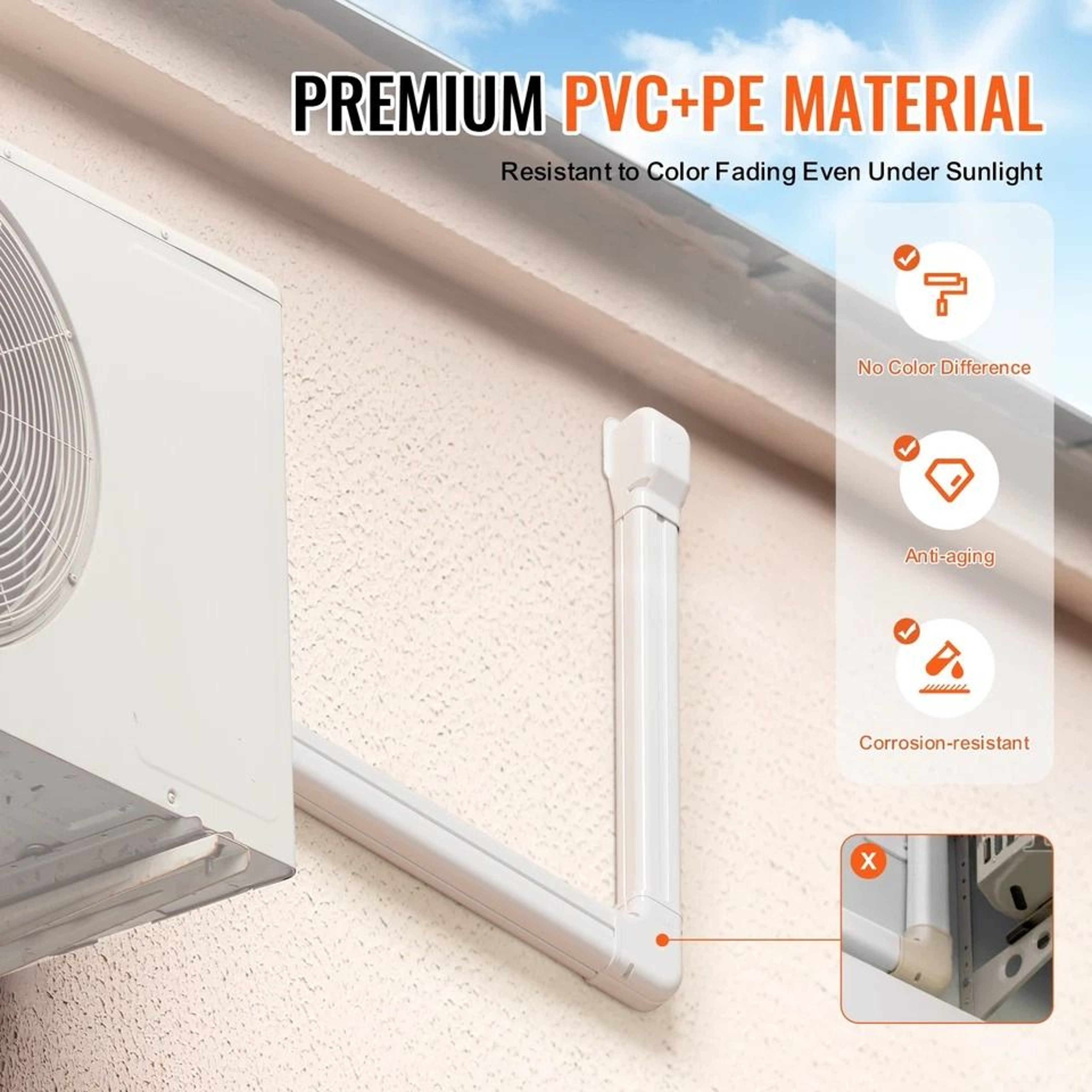 Line Set Cover Kit For Mini SplitCentral Air Conditioner PVC Durable  Protective 2