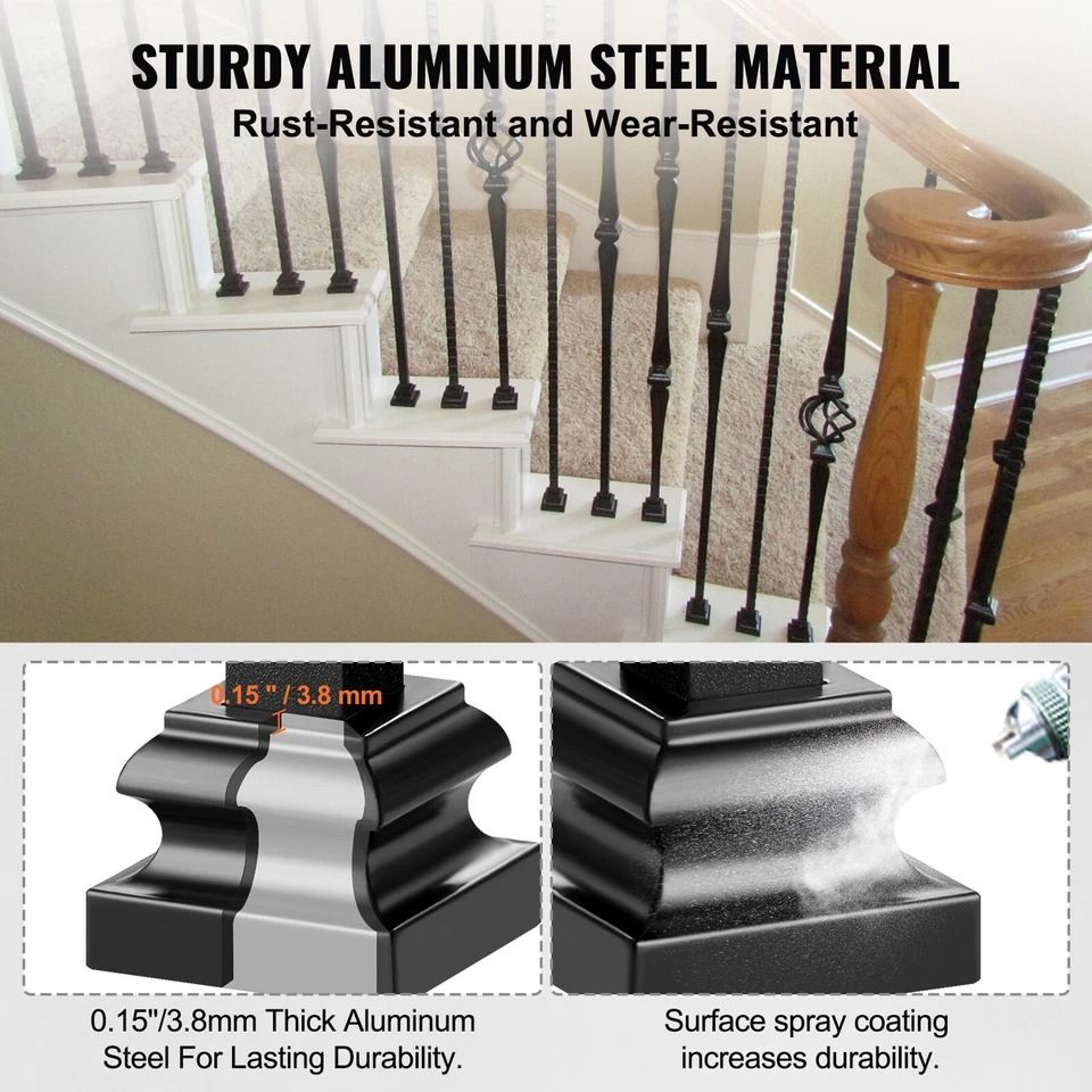 Aluminum Alloy Baluster Flat Shoes For Staircase Wrought Spindles For Stylish Railings 1