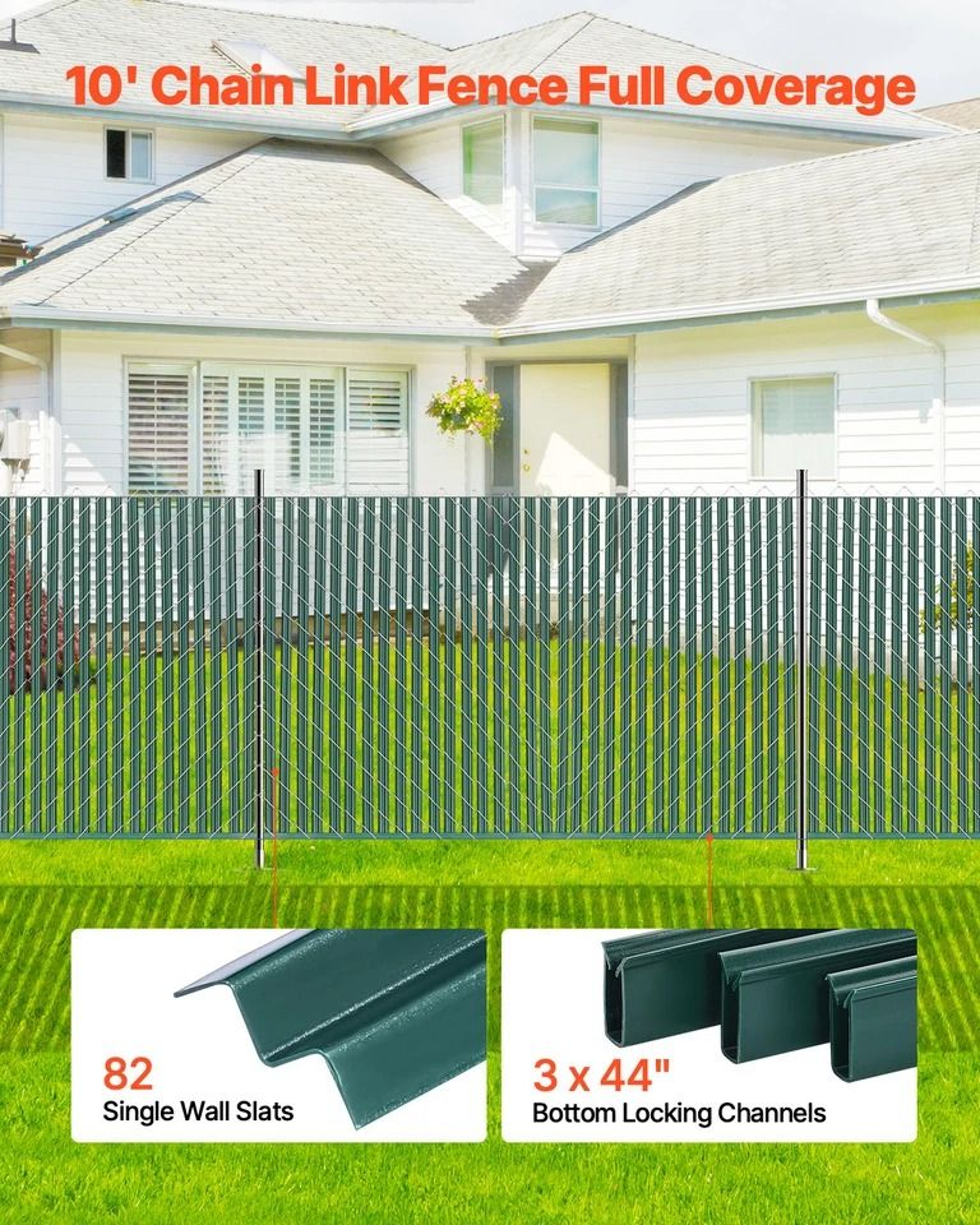 Green Chain Link Fence Privacy Slats With Bottom Lock For High Fence SingleWall Design 3
