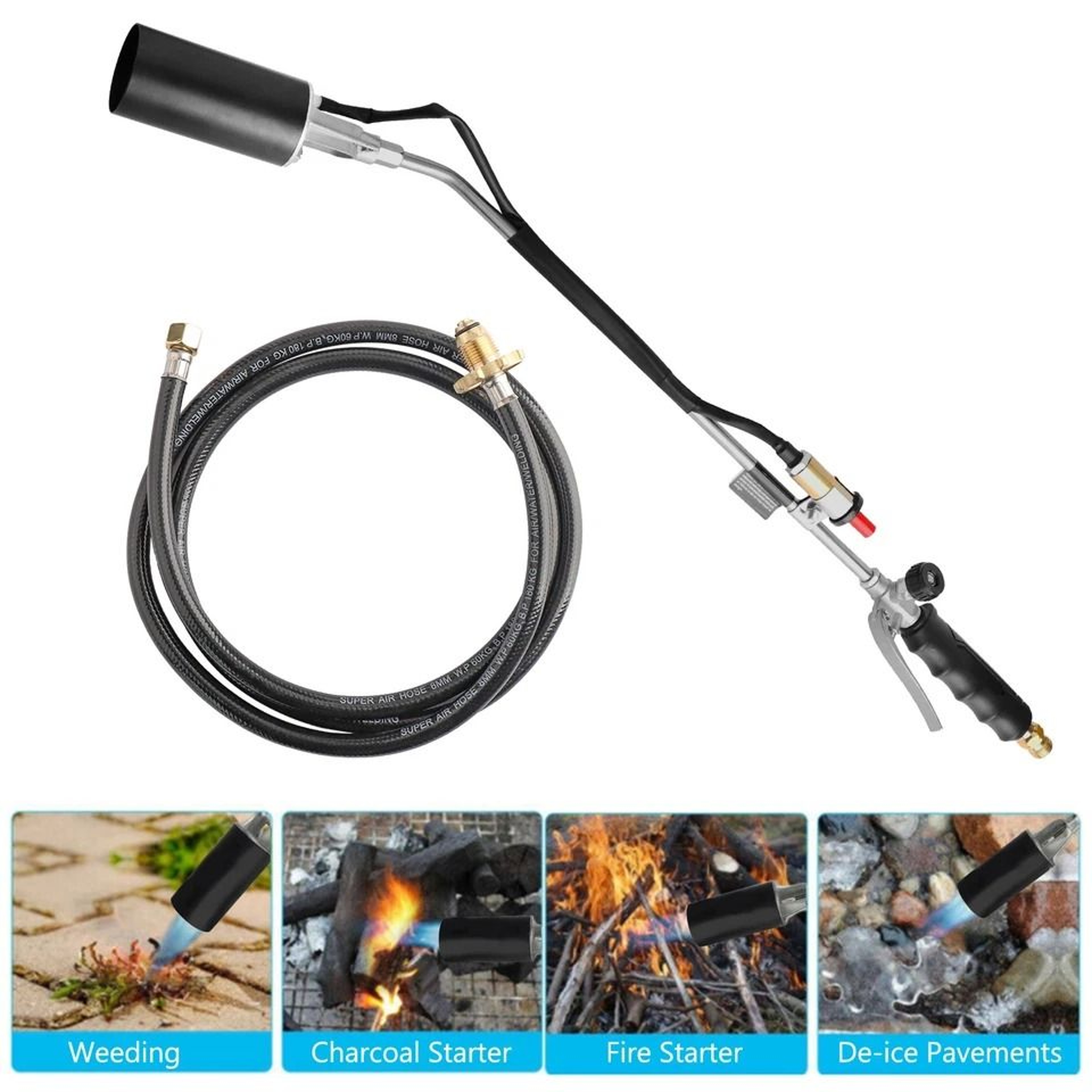 Portable Propane Torch Weed Burner HighTemperature Ice  Snow Melter Outdoor Flame Thrower With Hose 3