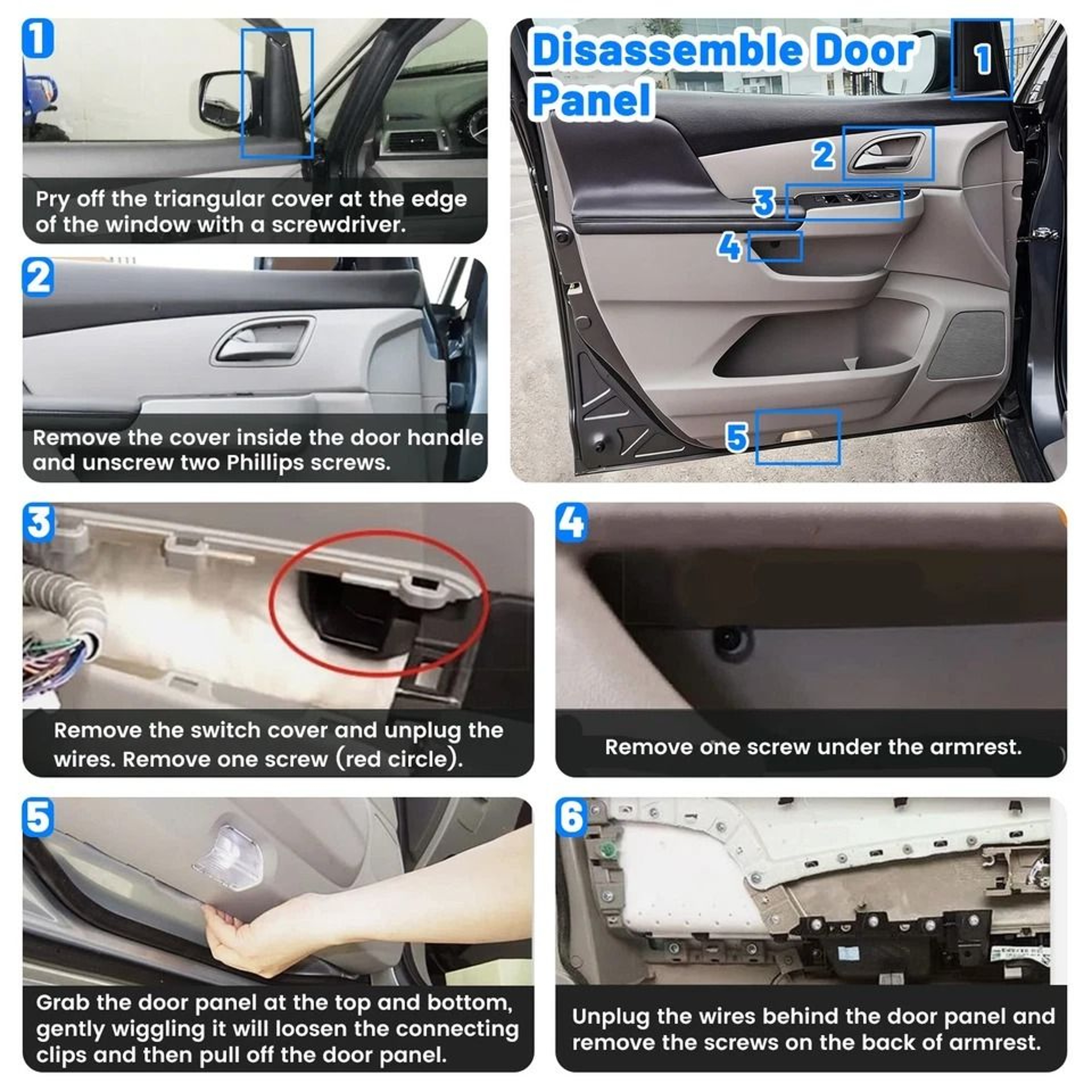Premium Black Vinyl Armrest Covers For Honda Odyssey Door Panel 16
