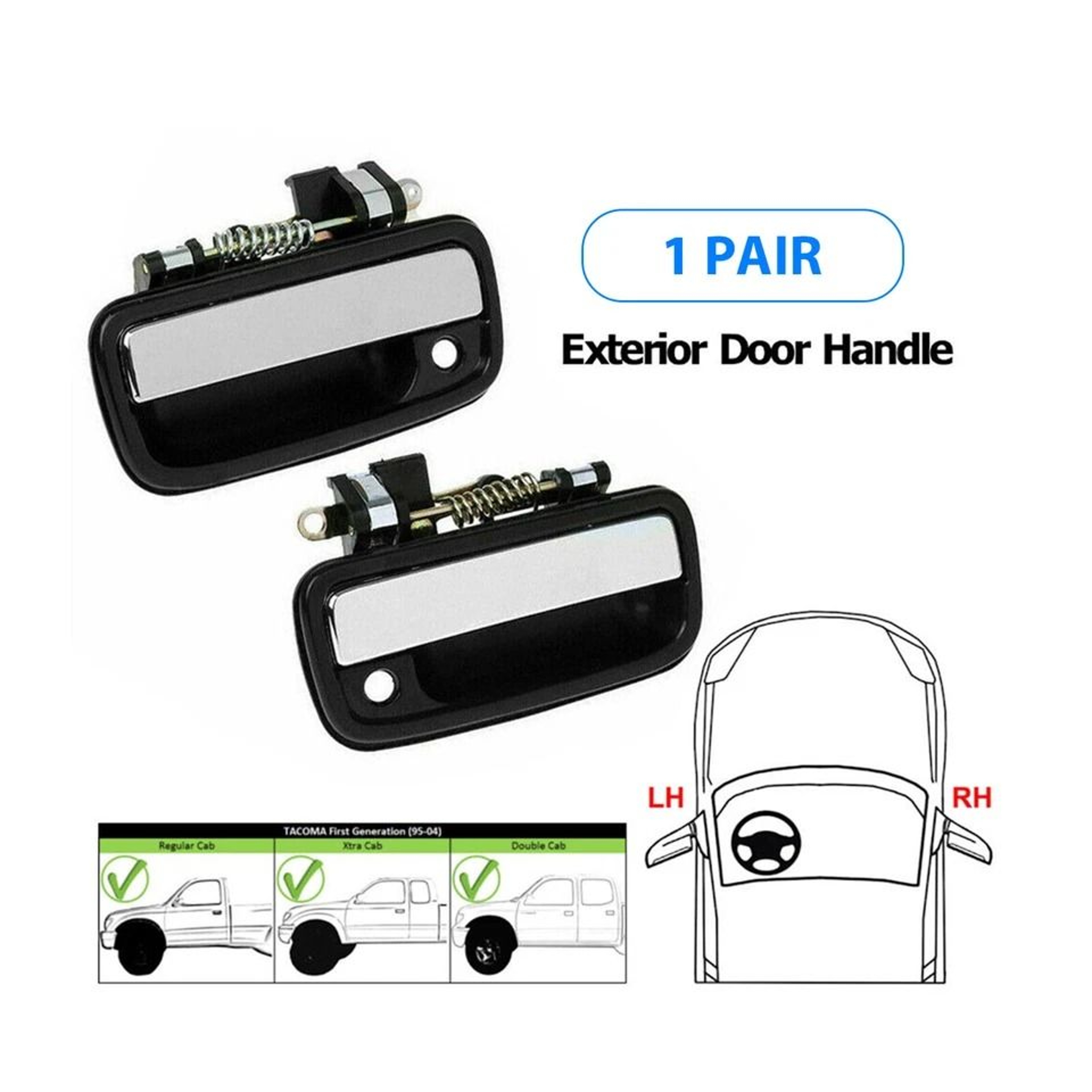 Premium Toyota Tacoma Door Handle Pair Front Exterior Replacement For Trucks 2