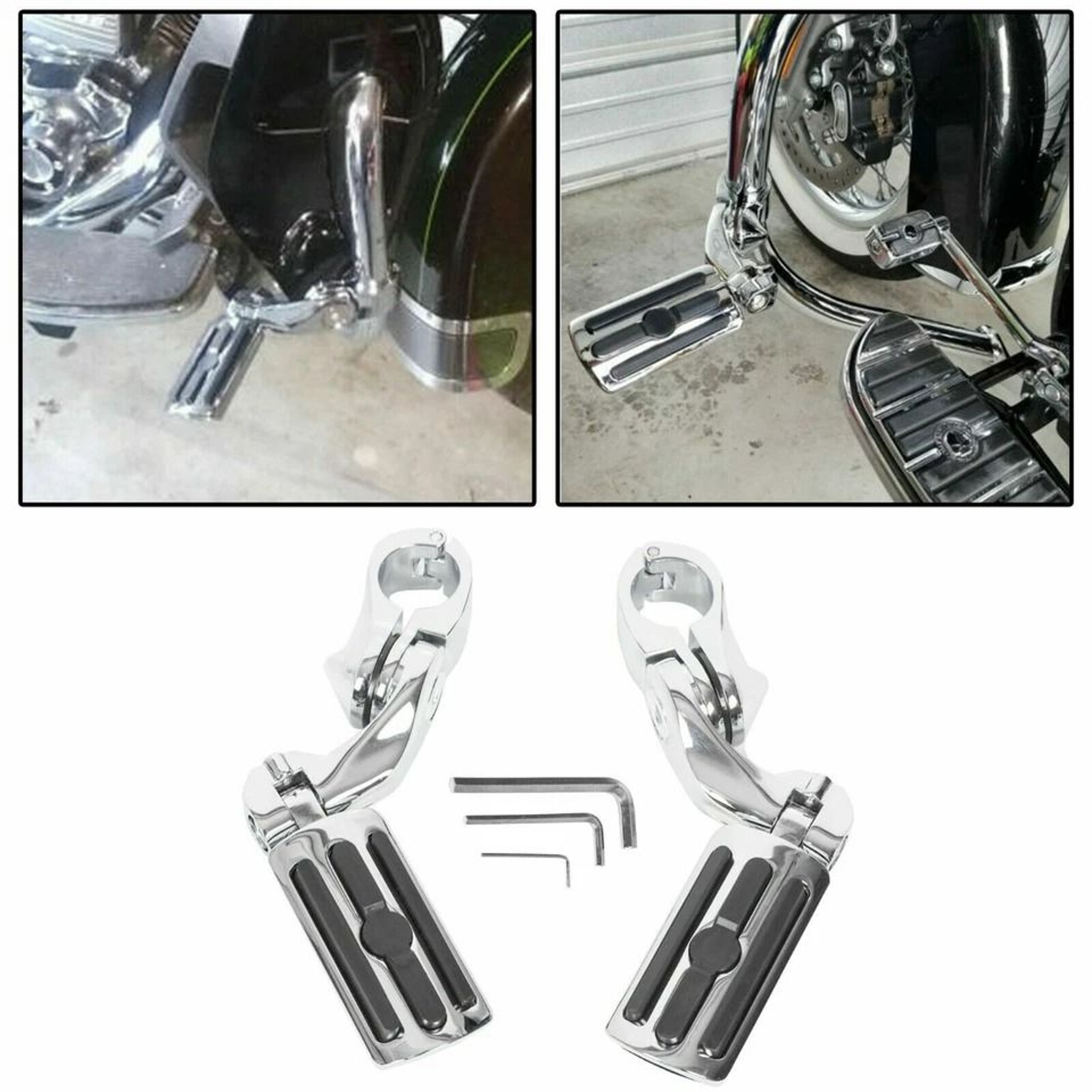 Harley Highway Foot Pegs Engine Guard Adjustable Crash Bar Footrests 8