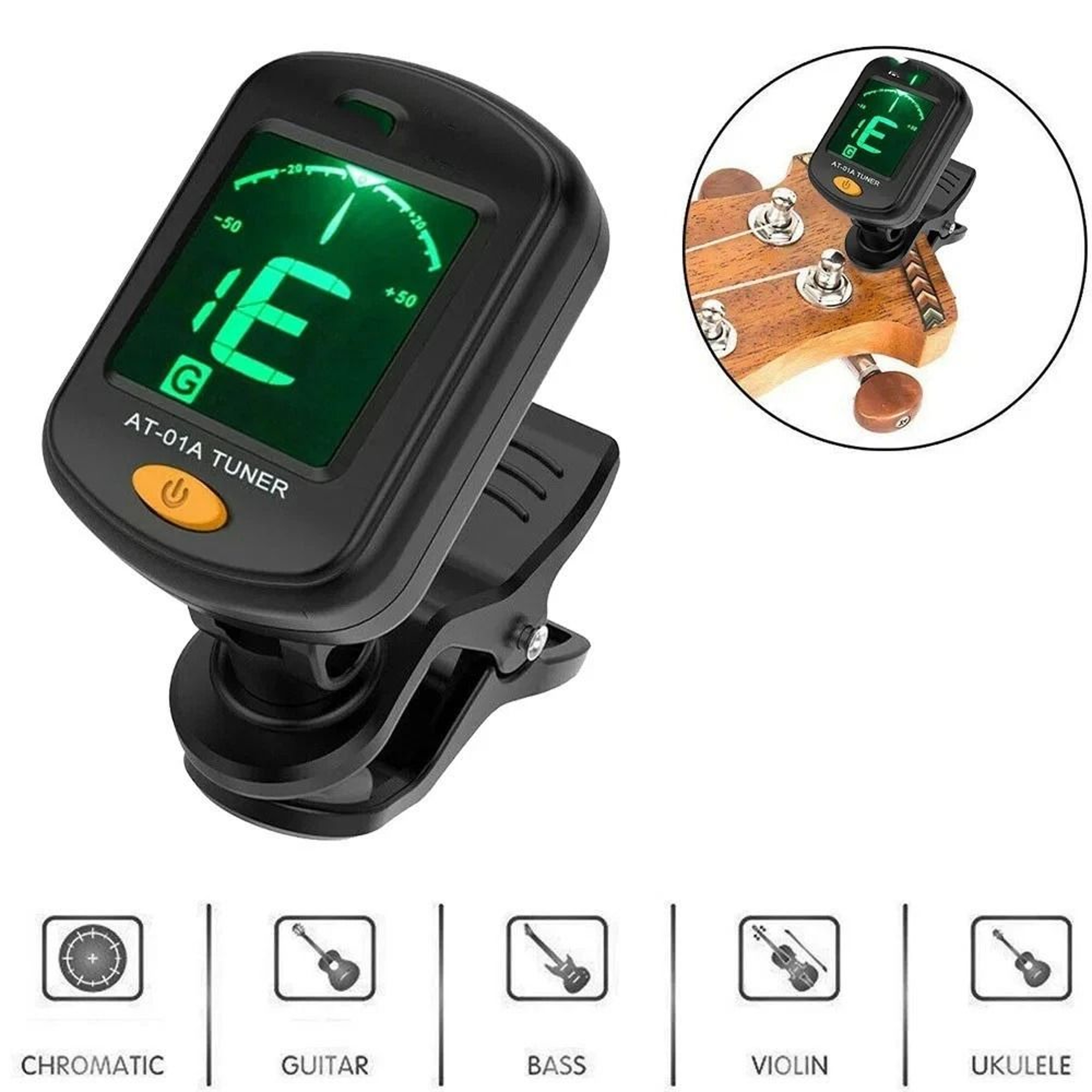 ClipOn Guitar Tuner With LCD Display Chromatic Digital Tuner For Guitar Bass Ukulele Violin 13