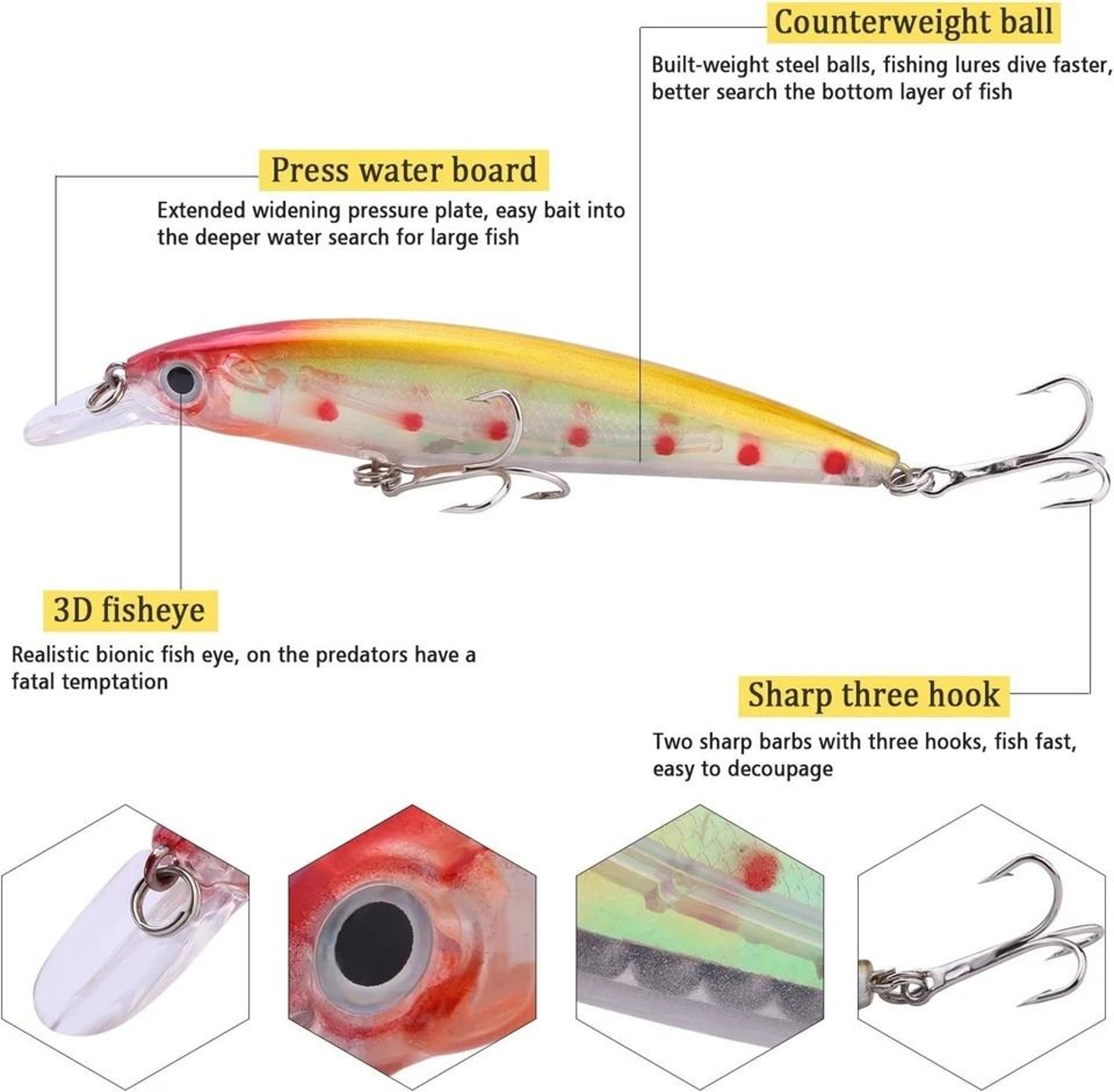 Bass Fishing Lures Crankbait Minnow Set For Freshwater Anglers 4