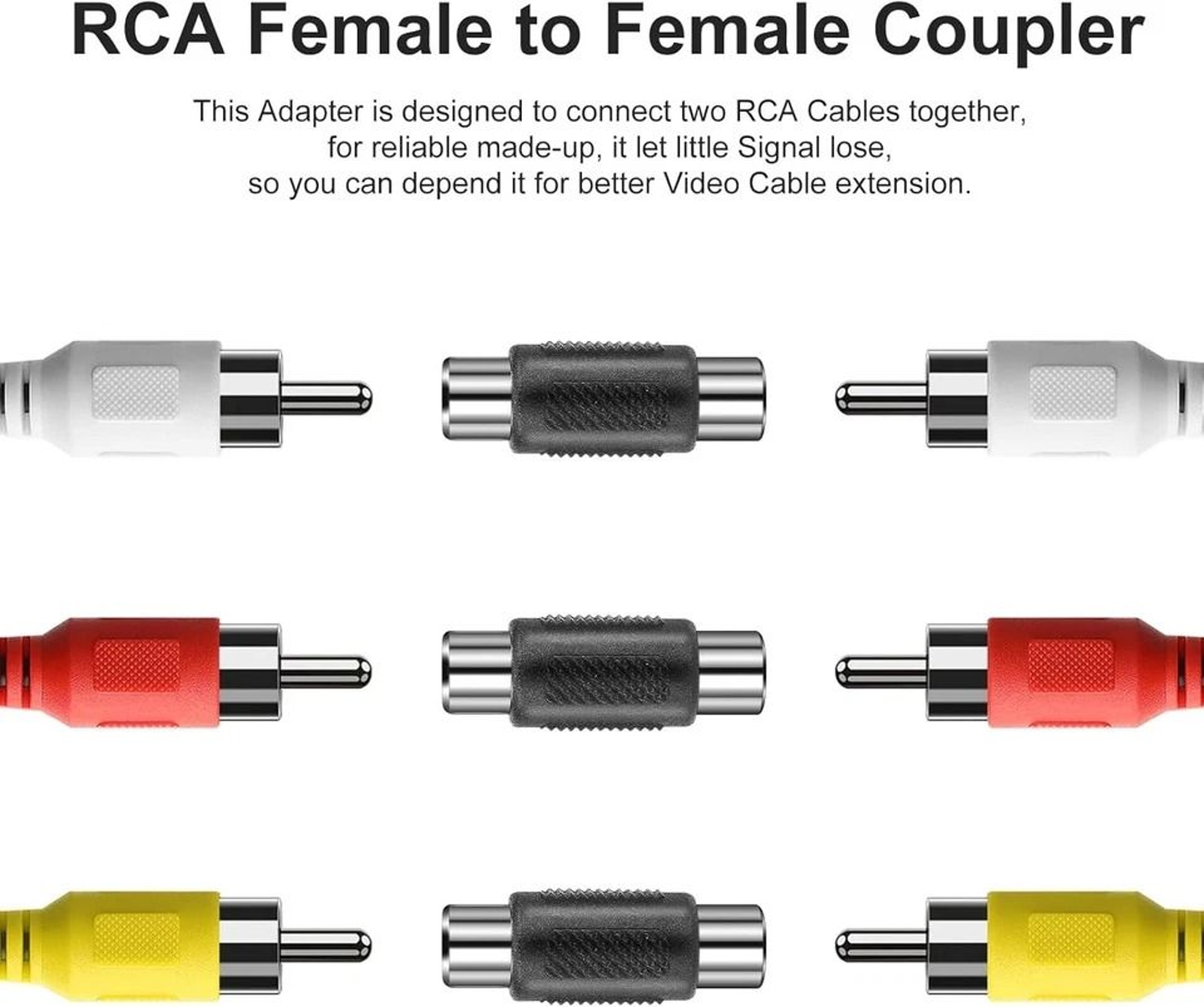RCA Female To Female Coupler Adapter For AV Audio Video Cable Extension 1