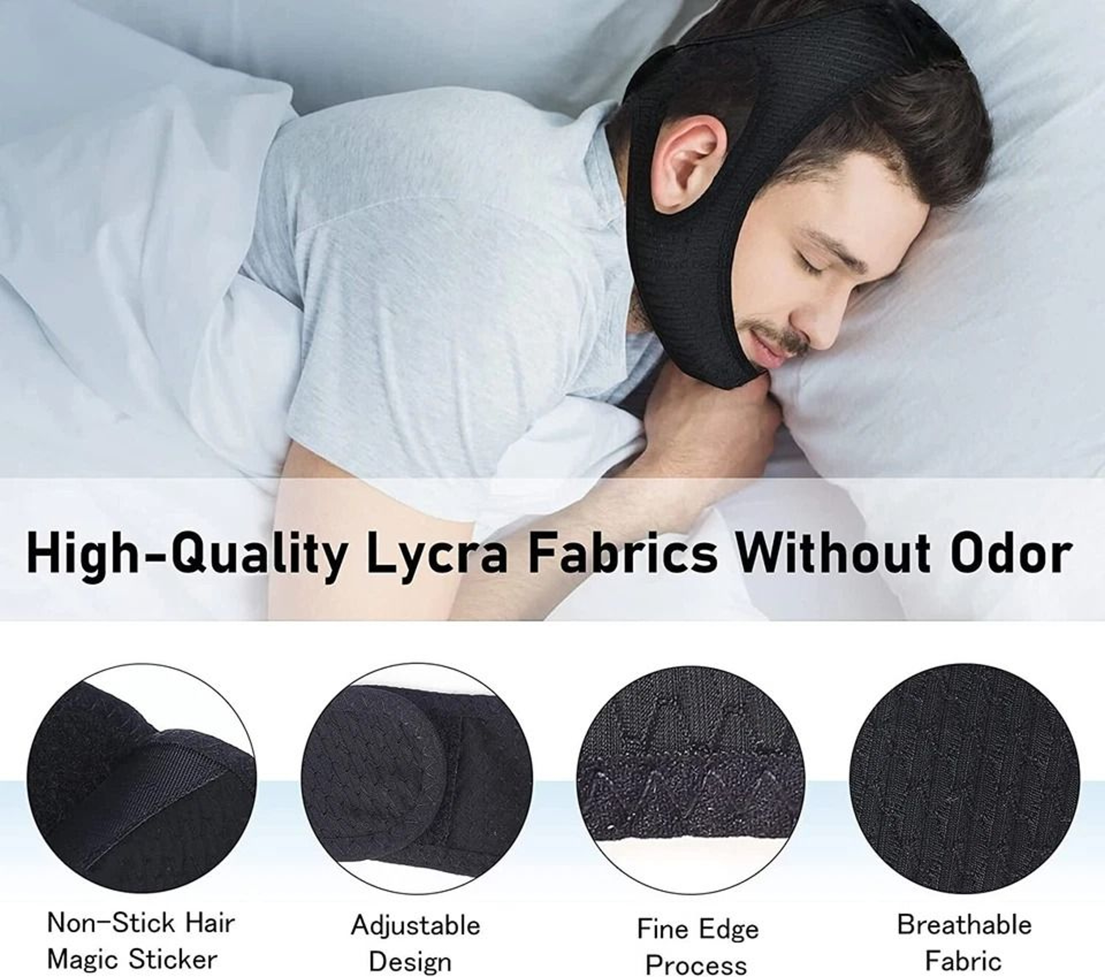 Anti Snoring Chin Strap For Sleeping Adjustable Breathable Jaw Support Belt 10