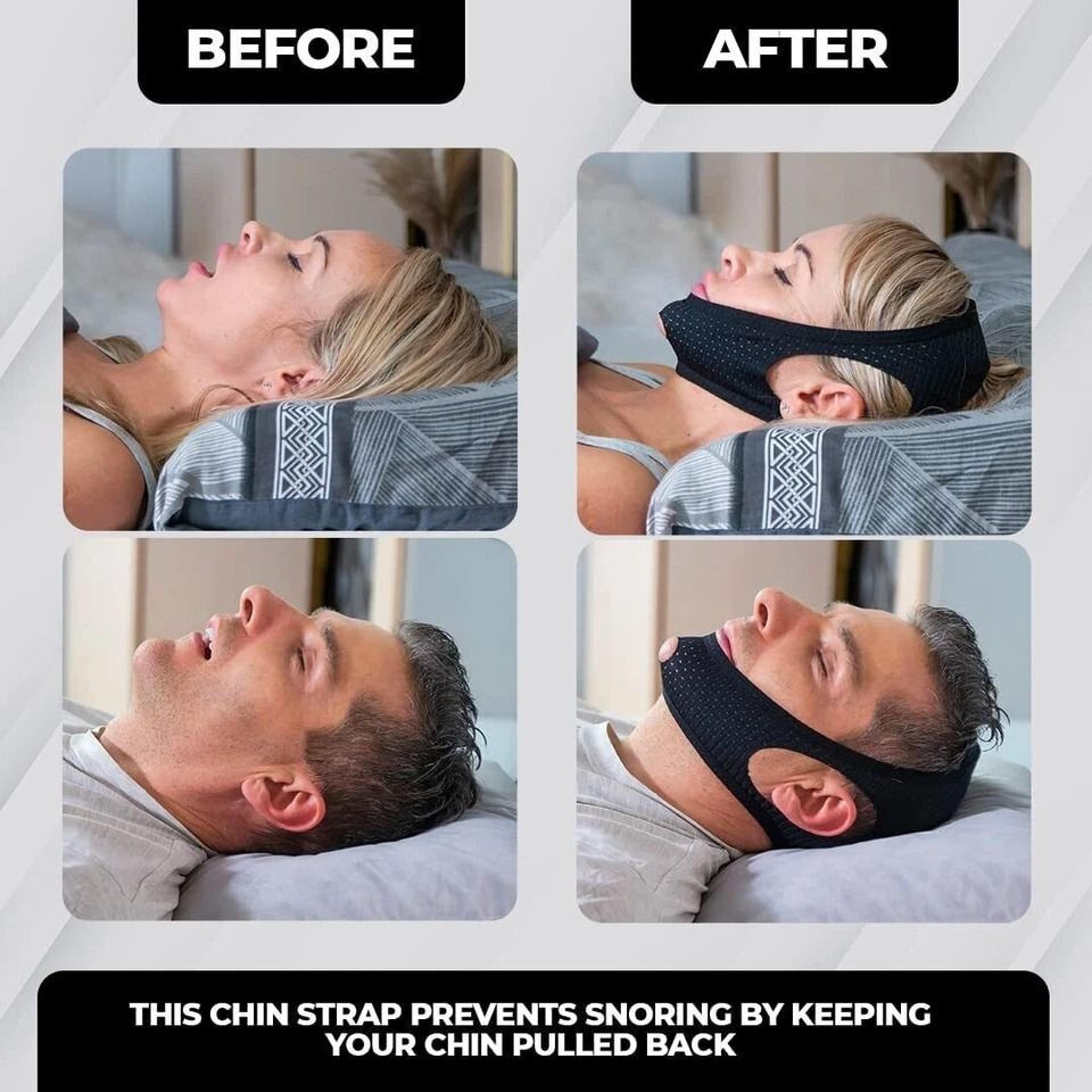 Anti Snoring Chin Strap For Sleeping Adjustable Breathable Jaw Support Belt 5