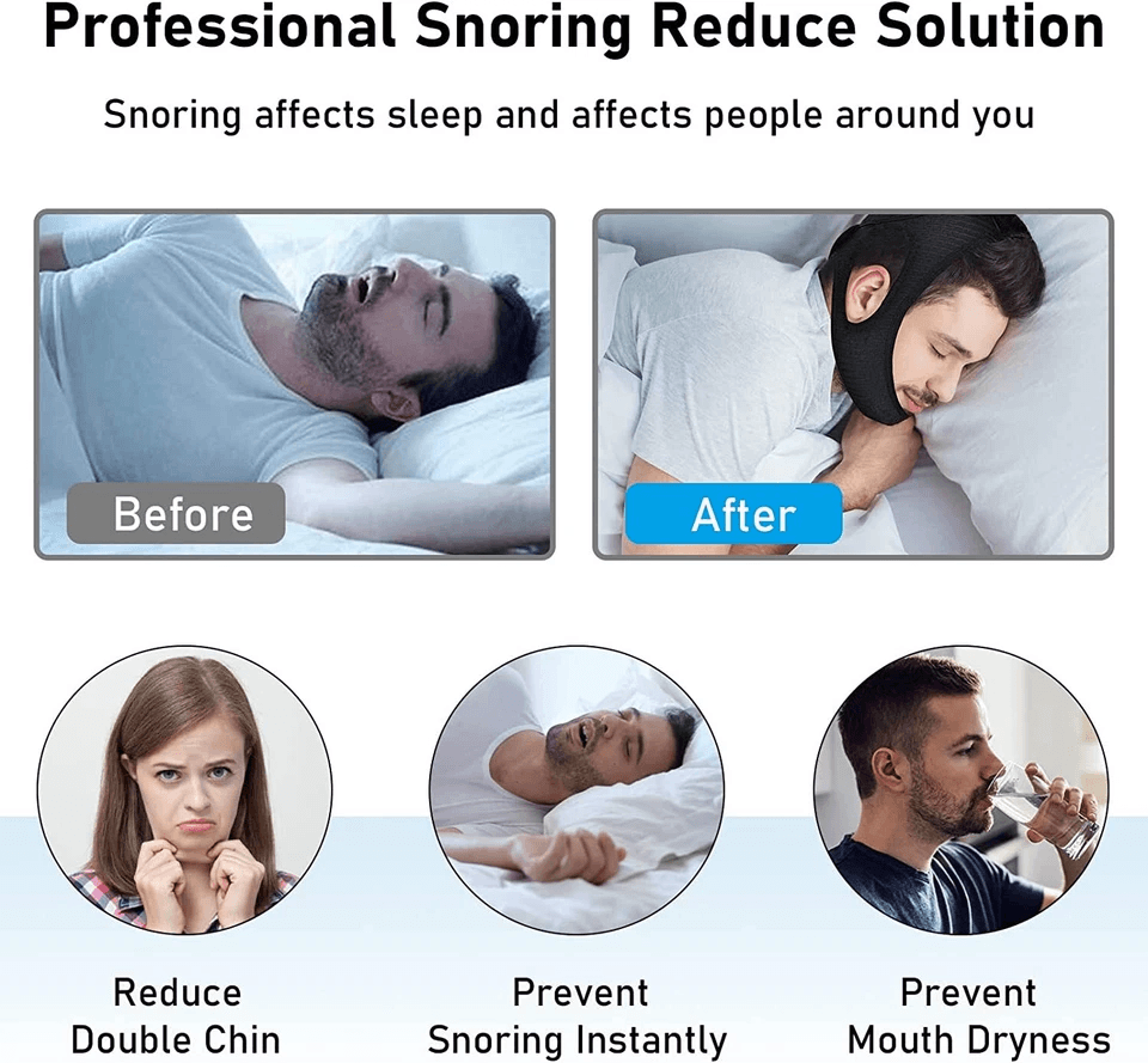 Anti Snoring Chin Strap For Sleeping Adjustable Breathable Jaw Support Belt 8