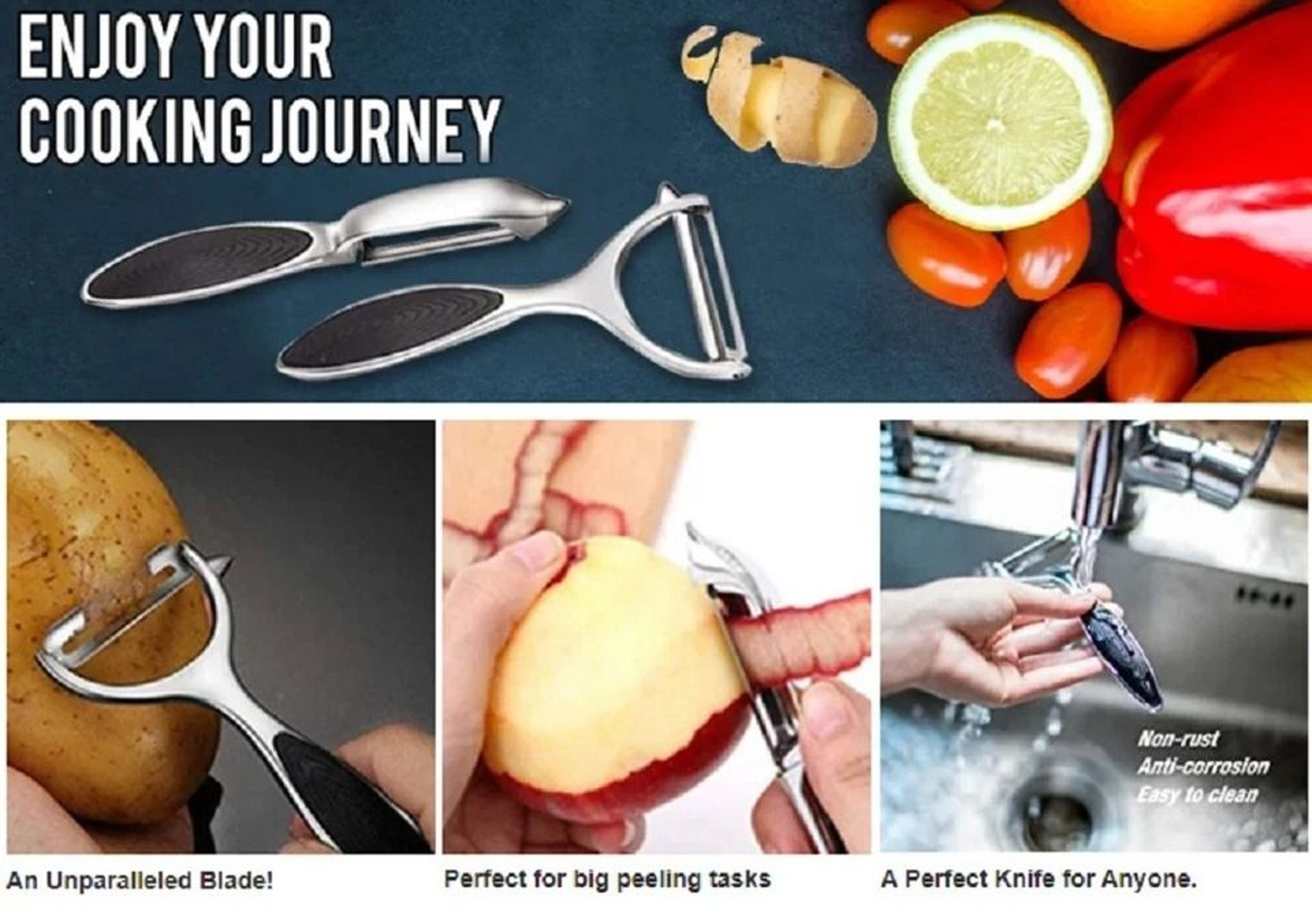 Stainless Steel Vegetable  Fruit Peeler Set With NonSlip Handle Potato  Carrot Peeler 6