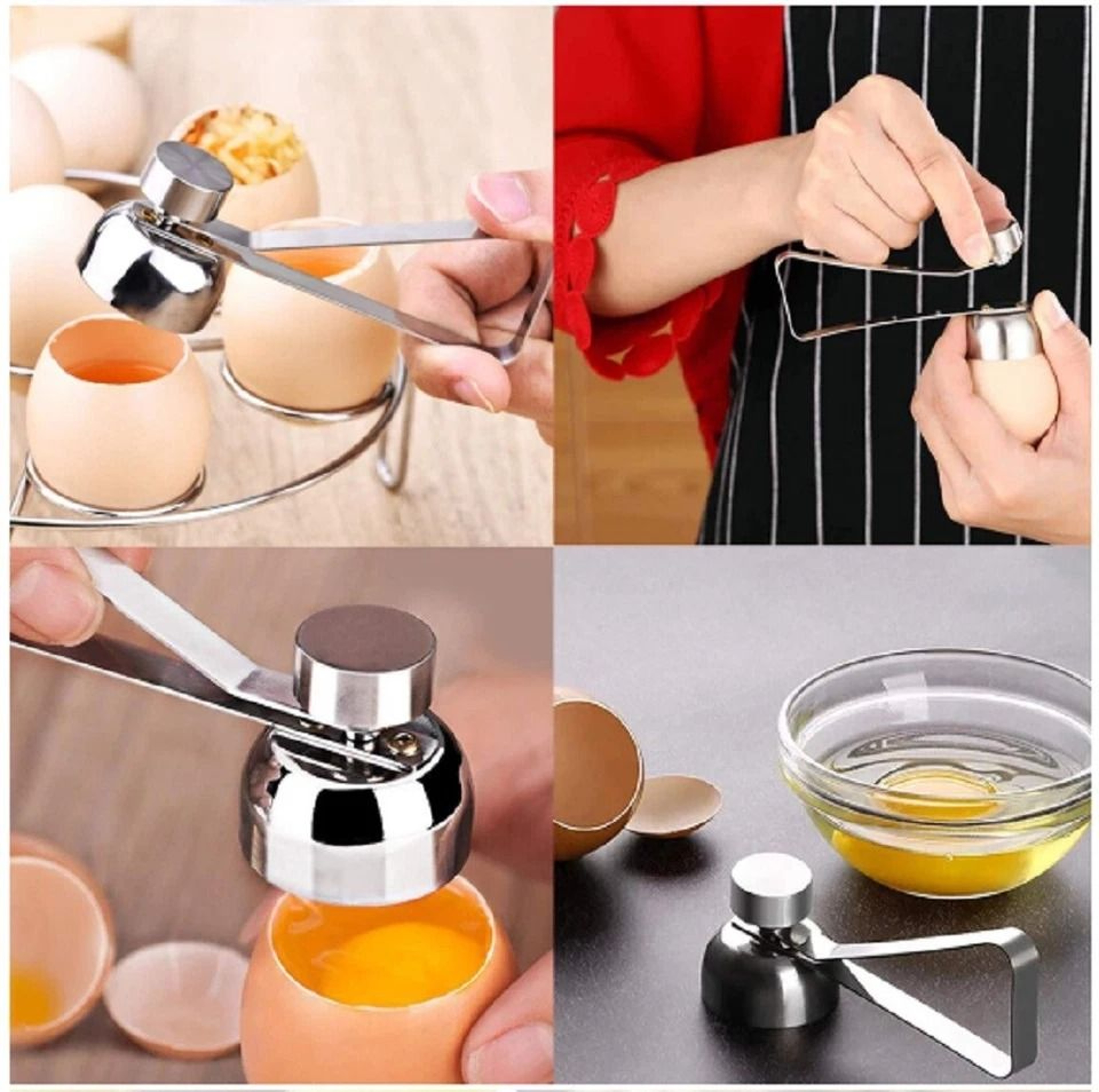 Stainless Steel Egg Topper Shell Cutter Precision Tool For Soft  Hard Boiled Eggs 4