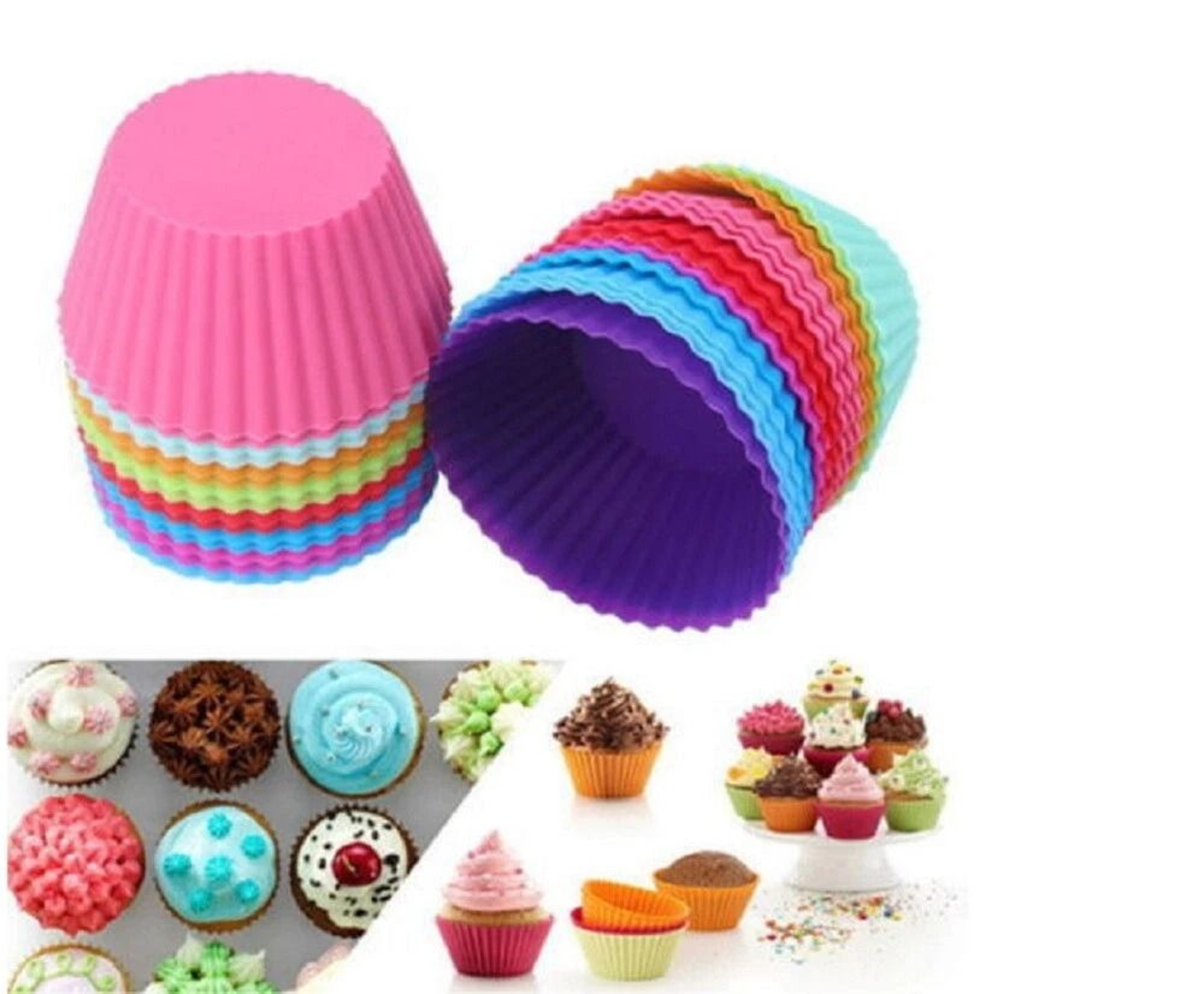 Silicone Cupcake Liners Reusable Muffin Cups  Chocolate Candy Molds 6