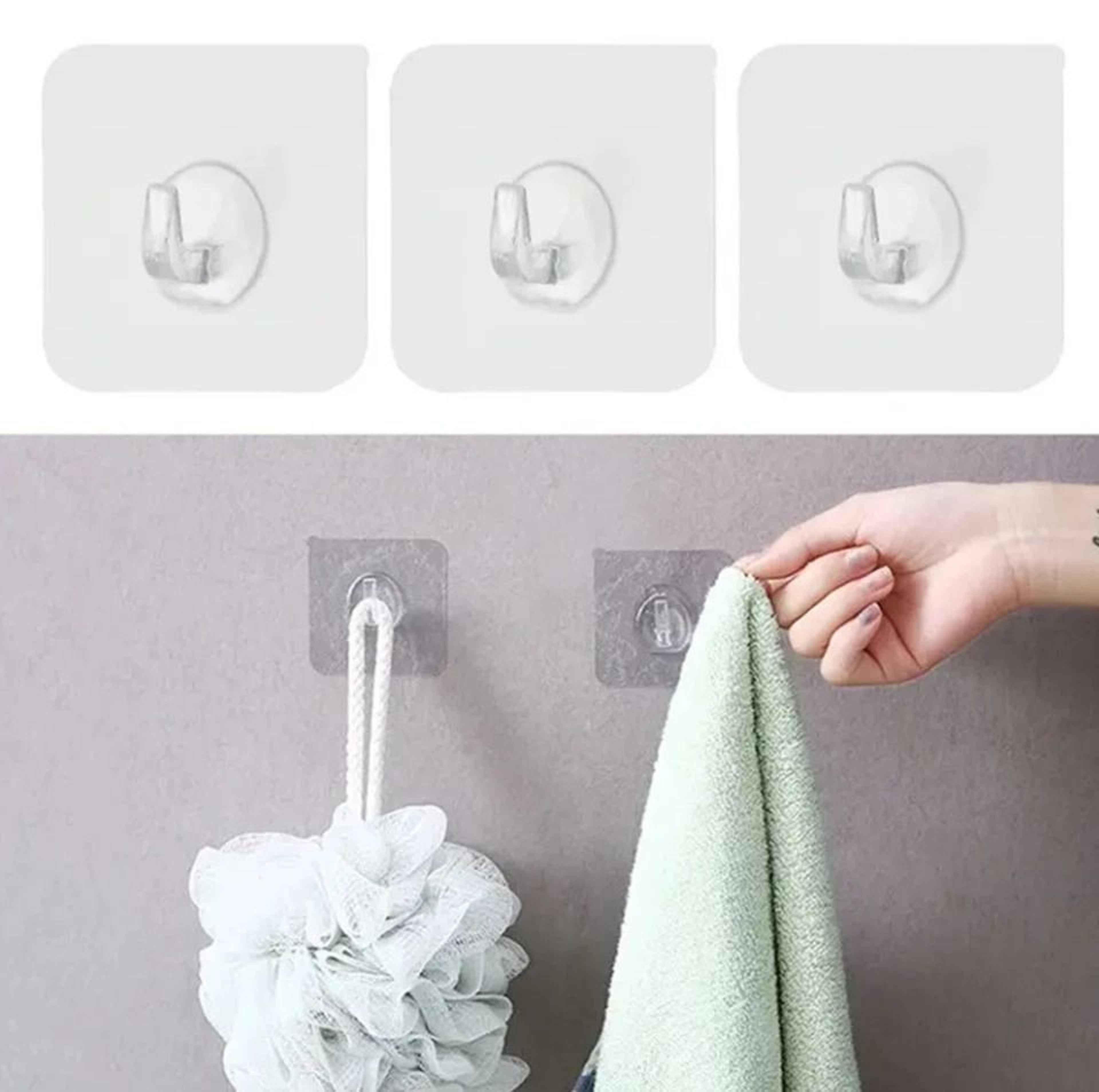 Clear HeavyDuty Adhesive Wall Hooks Seamless NonDamaging Hangers For Home Organization 1