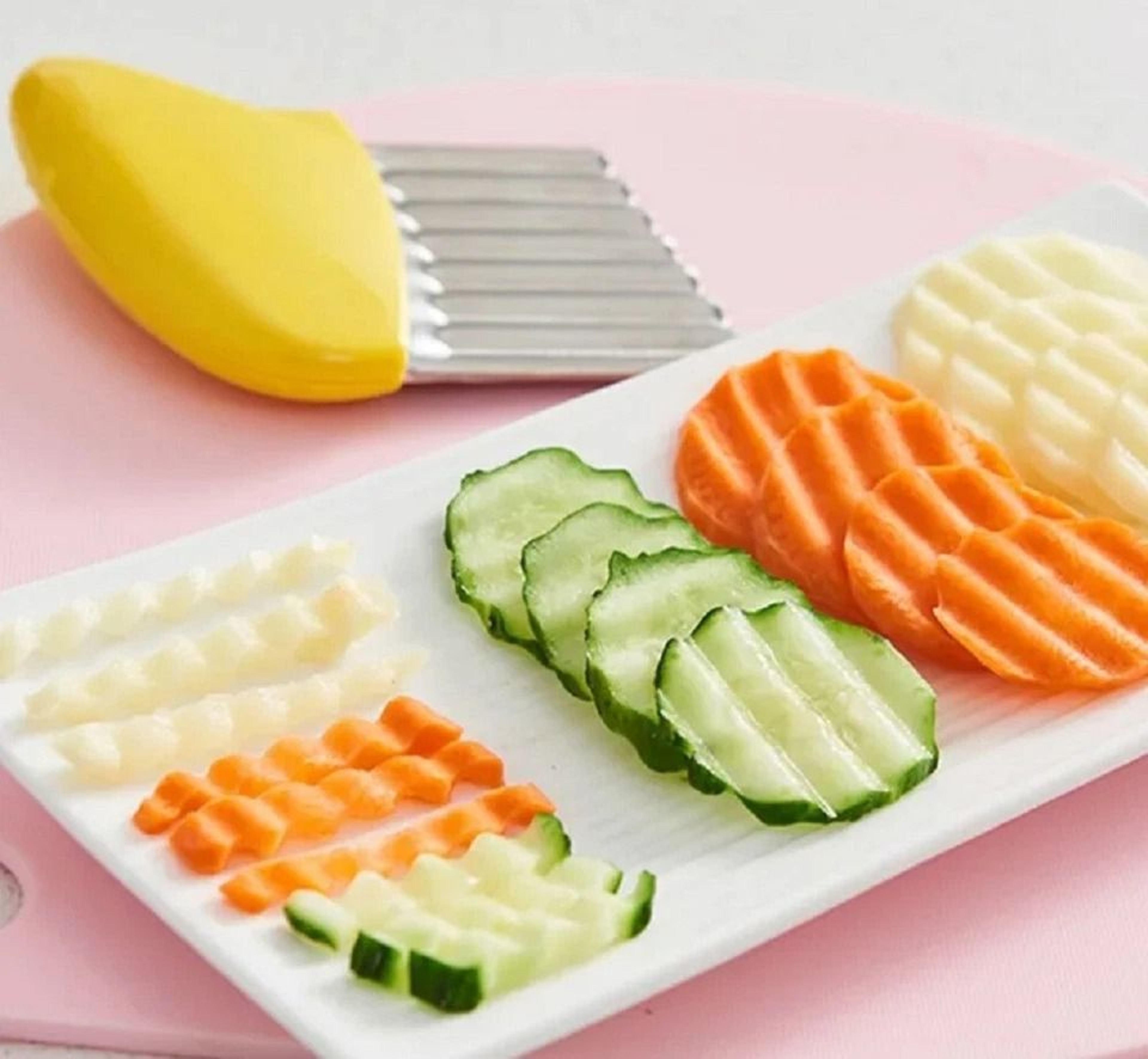 Crinkle Cutter Set Stainless Steel Wavy Slicer For Fries  Vegetables 6