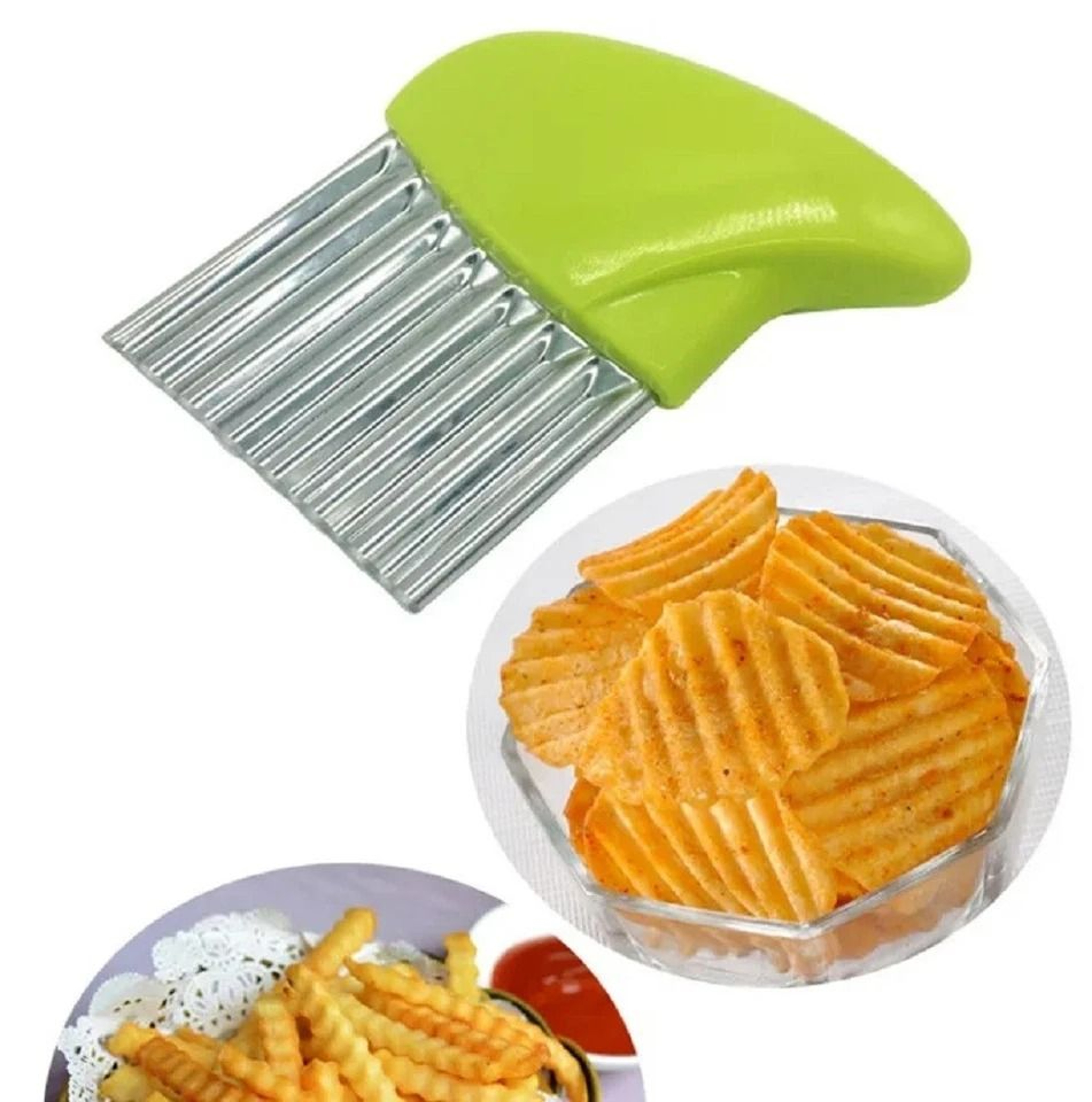 Crinkle Cutter Set Stainless Steel Wavy Slicer For Fries  Vegetables 7