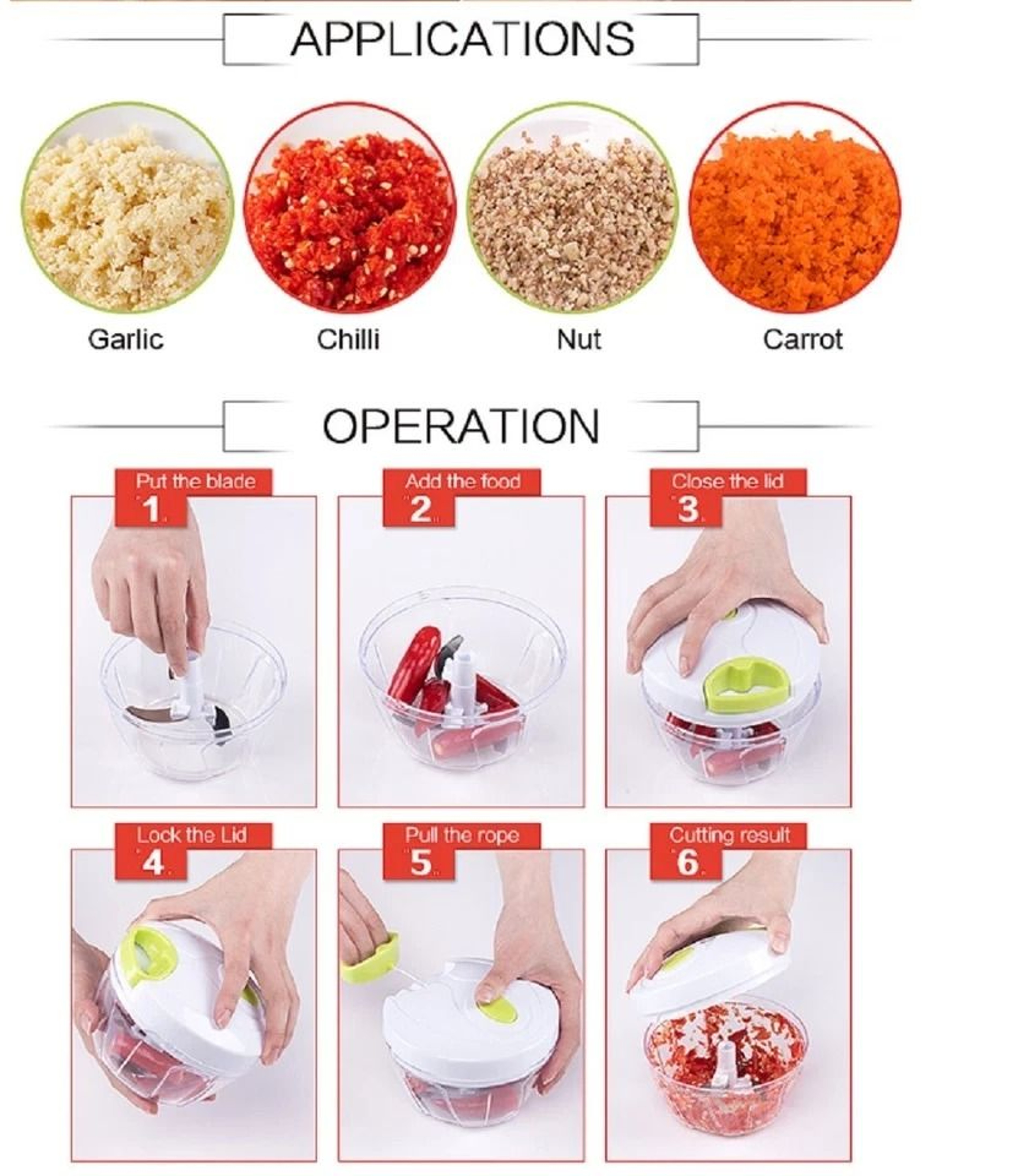 Portable Manual Food Chopper HandPull String Onion Garlic  Vegetable Mincer 2