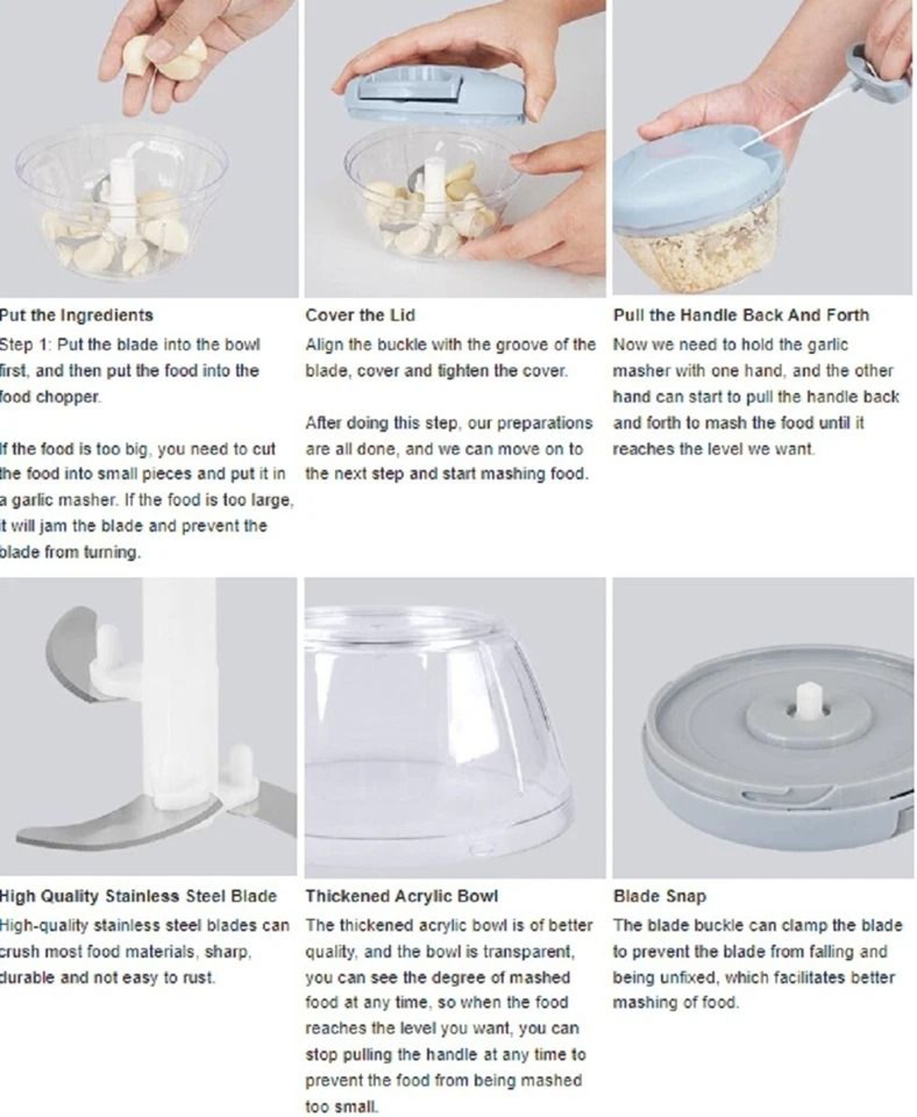 Portable Manual Food Chopper HandPull String Onion Garlic  Vegetable Mincer 3