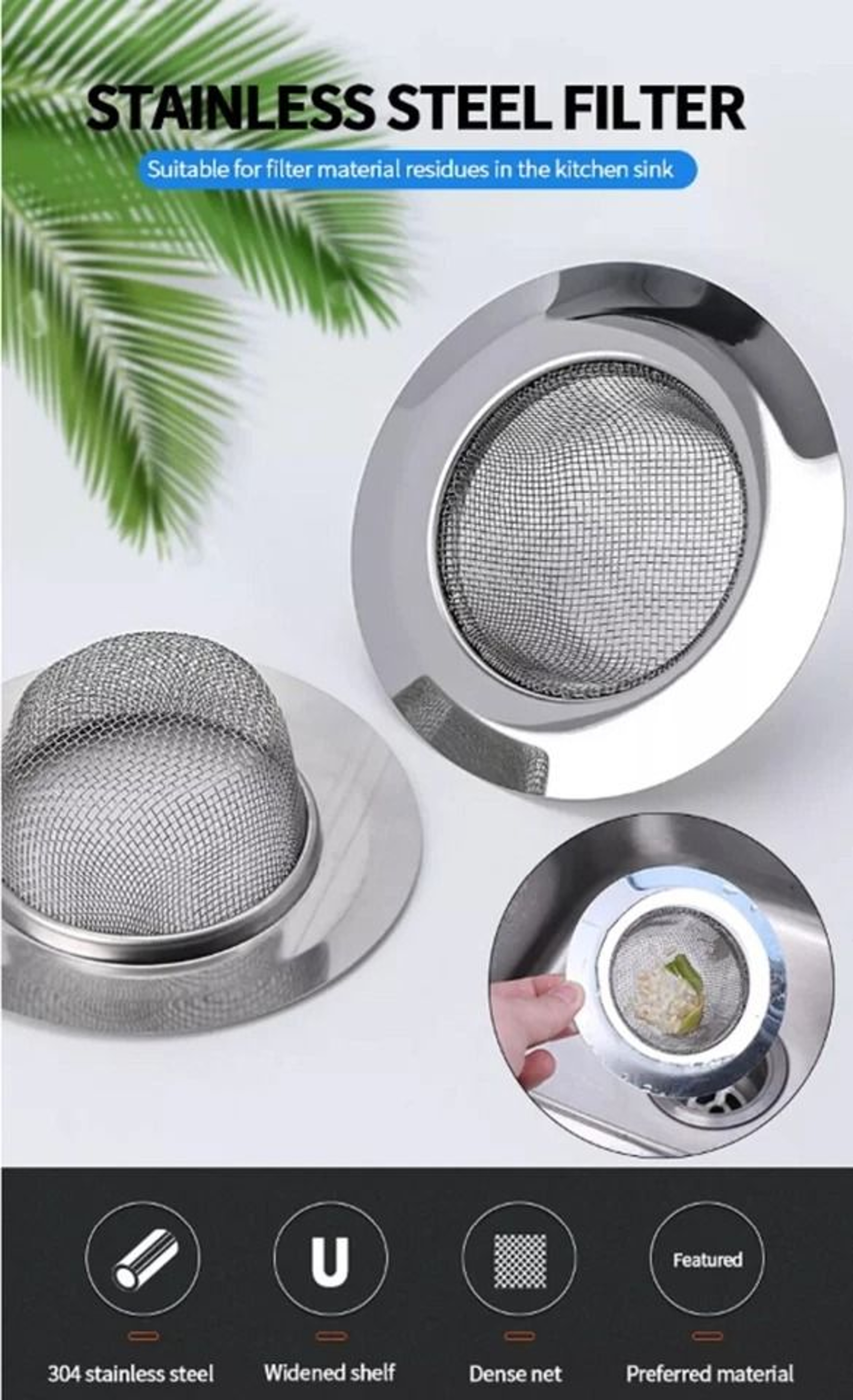 Stainless Steel Sink Strainer Set Kitchen Drain Catcher For Effortless CleanUp 1