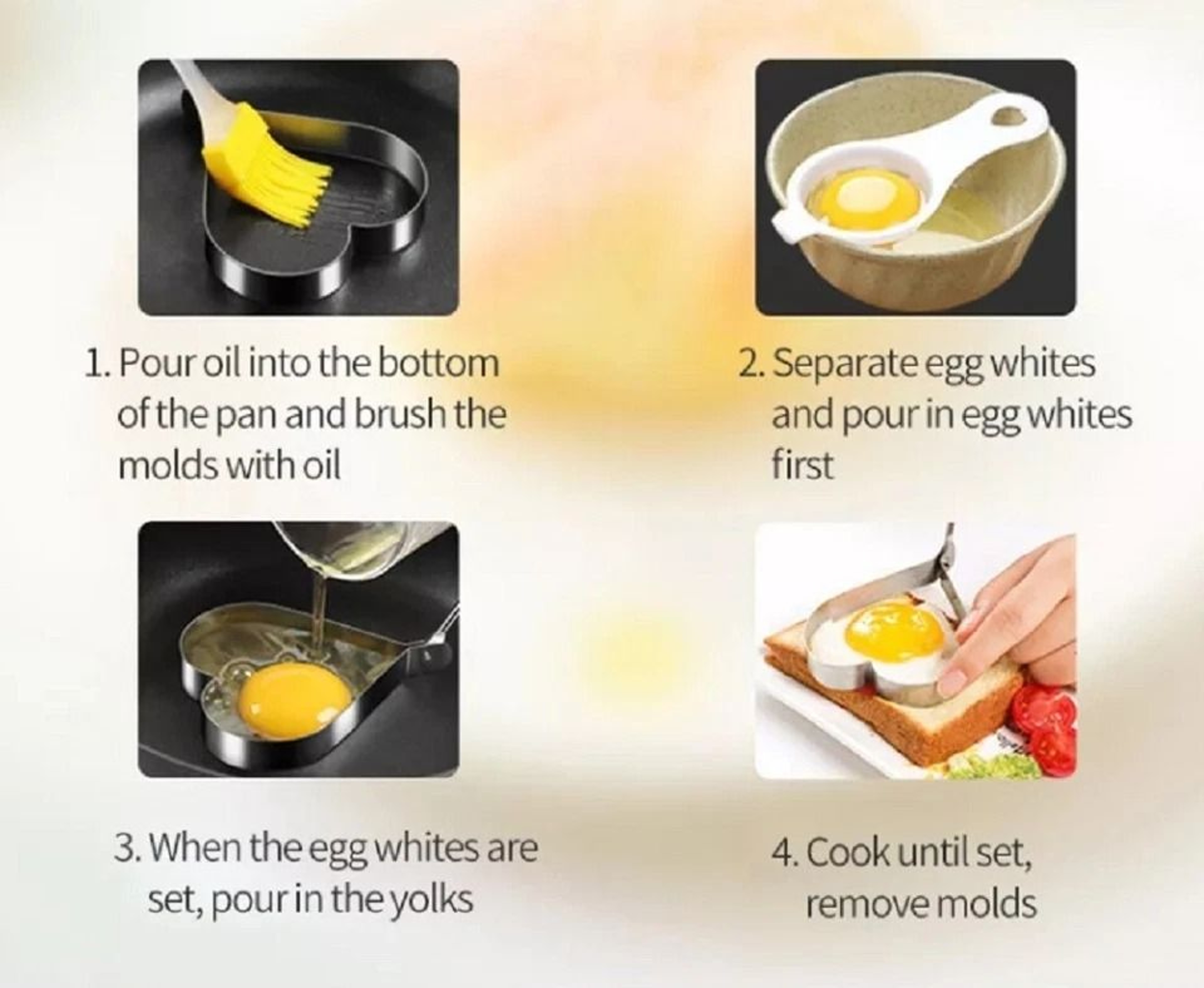 Nonstick Stainless Steel Pancake  Egg Rings Set Ideal For Perfect Breakfasts 5