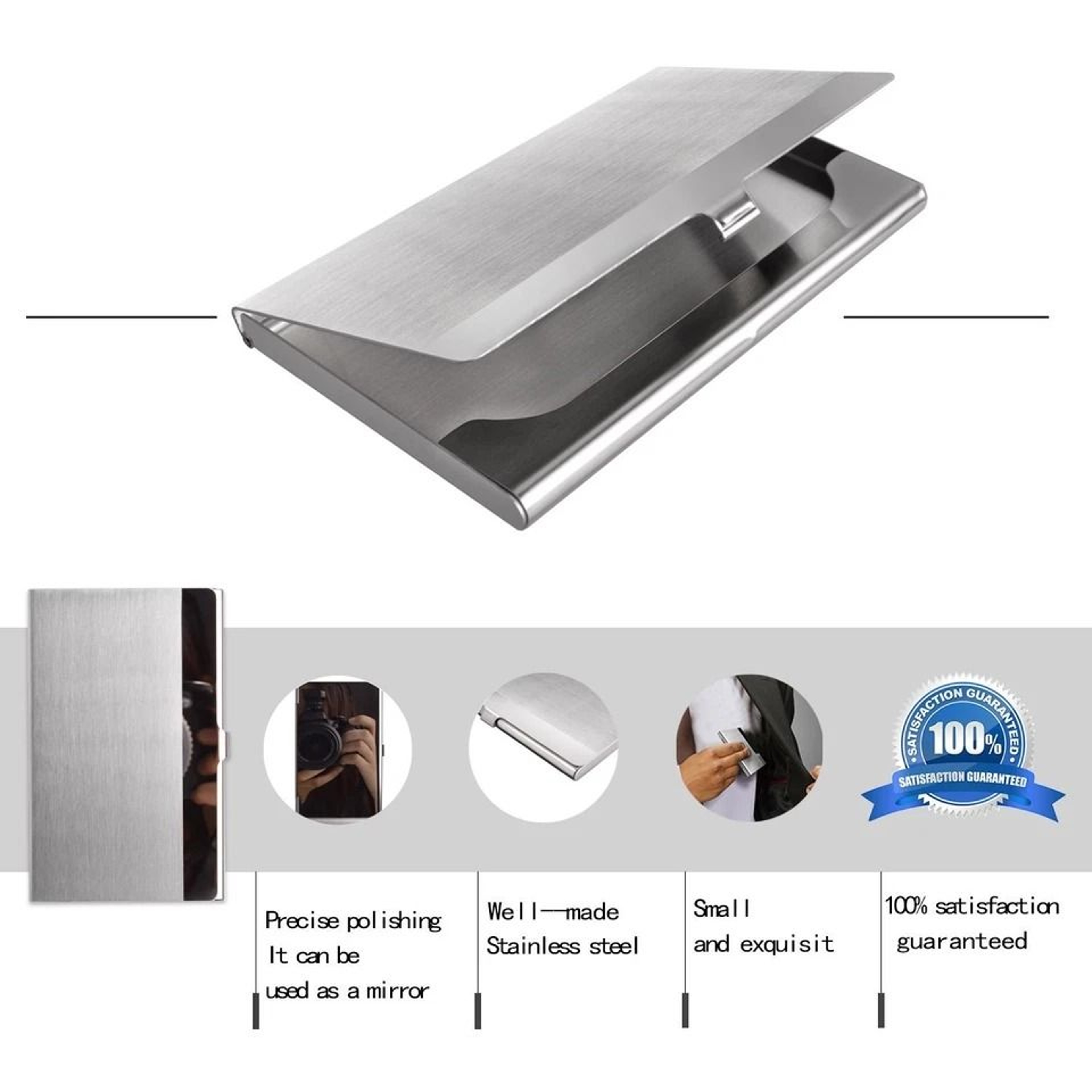 Stainless Steel Business Card Holder Case Slim Durable Metal Wallet For ID Credit Cards And Busines 5