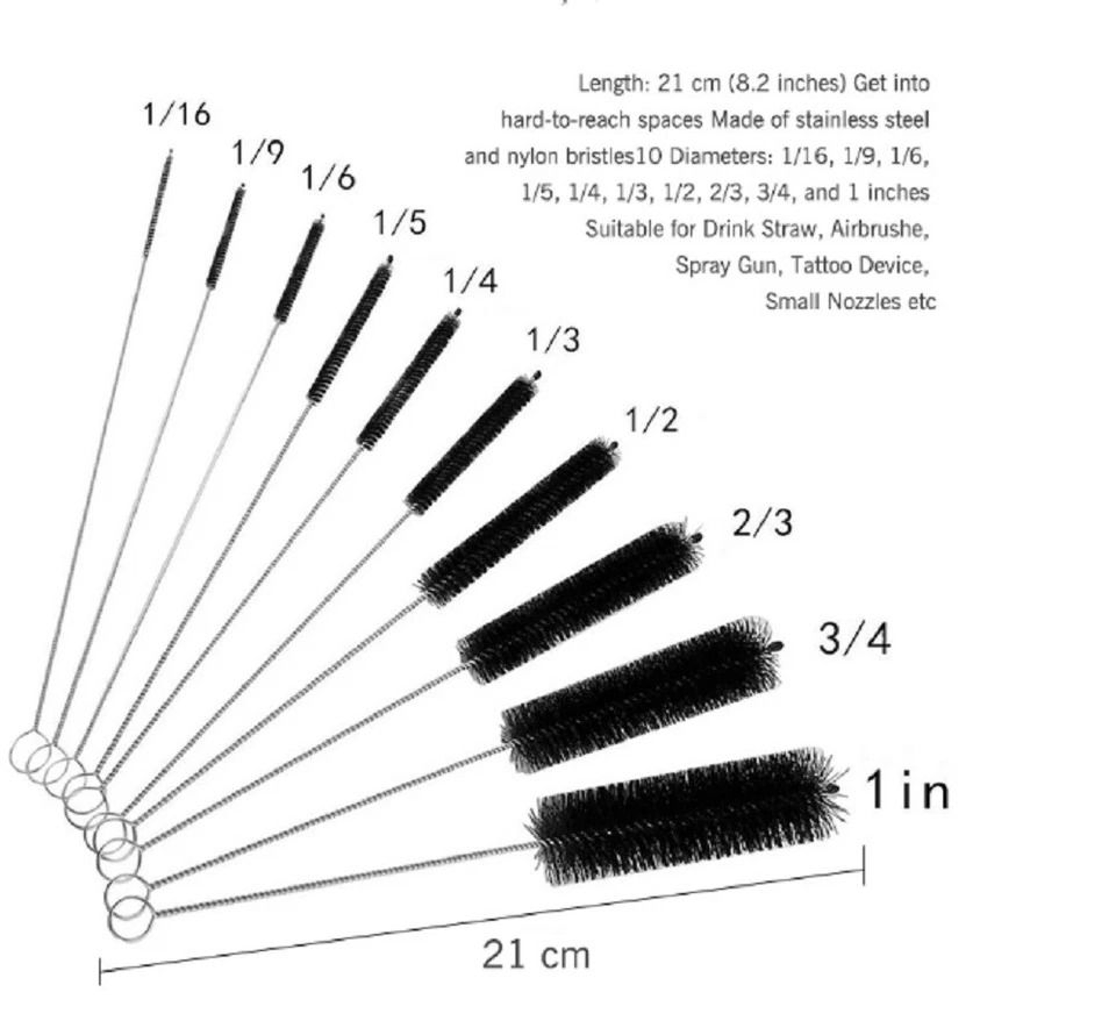 Nylon Bristle Straw Cleaning Brushes Stainless Steel Wire Drink Pipe Cleaner For Easy EcoFriendly C 2