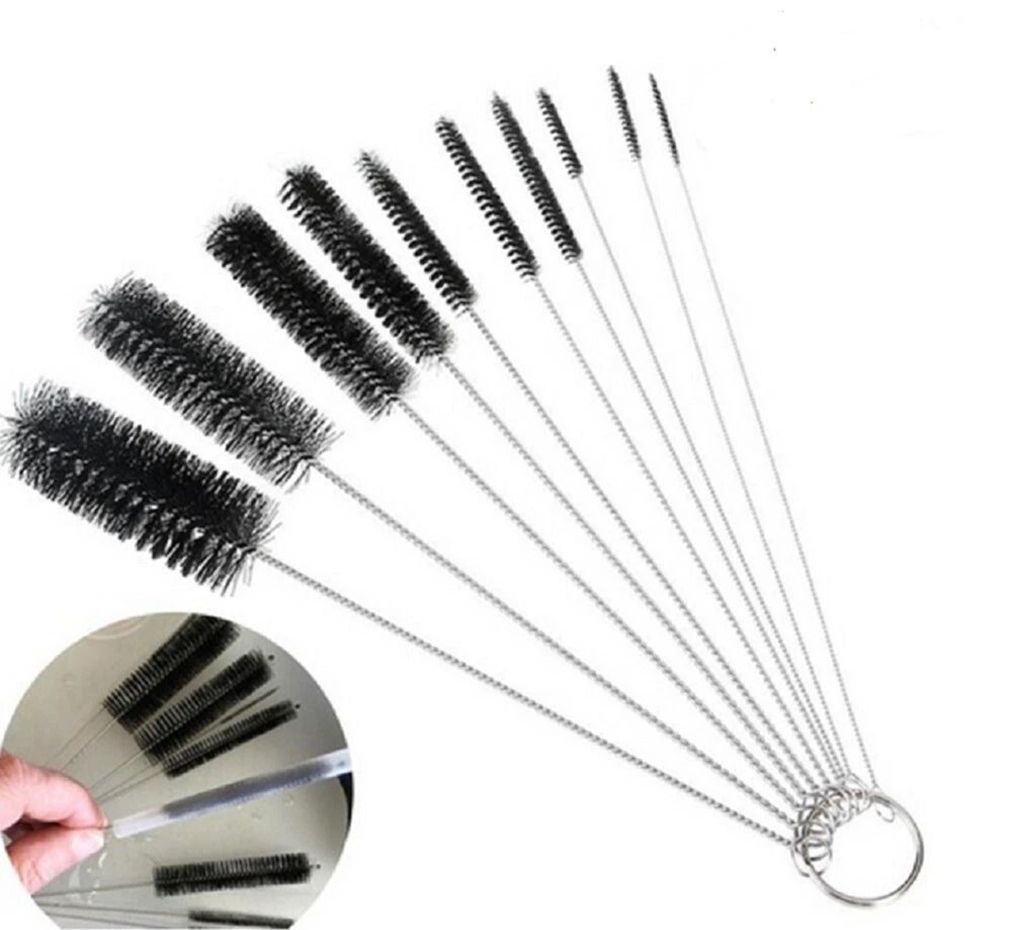 Nylon Bristle Straw Cleaning Brushes Stainless Steel Wire Drink Pipe Cleaner For Easy EcoFriendly C 0