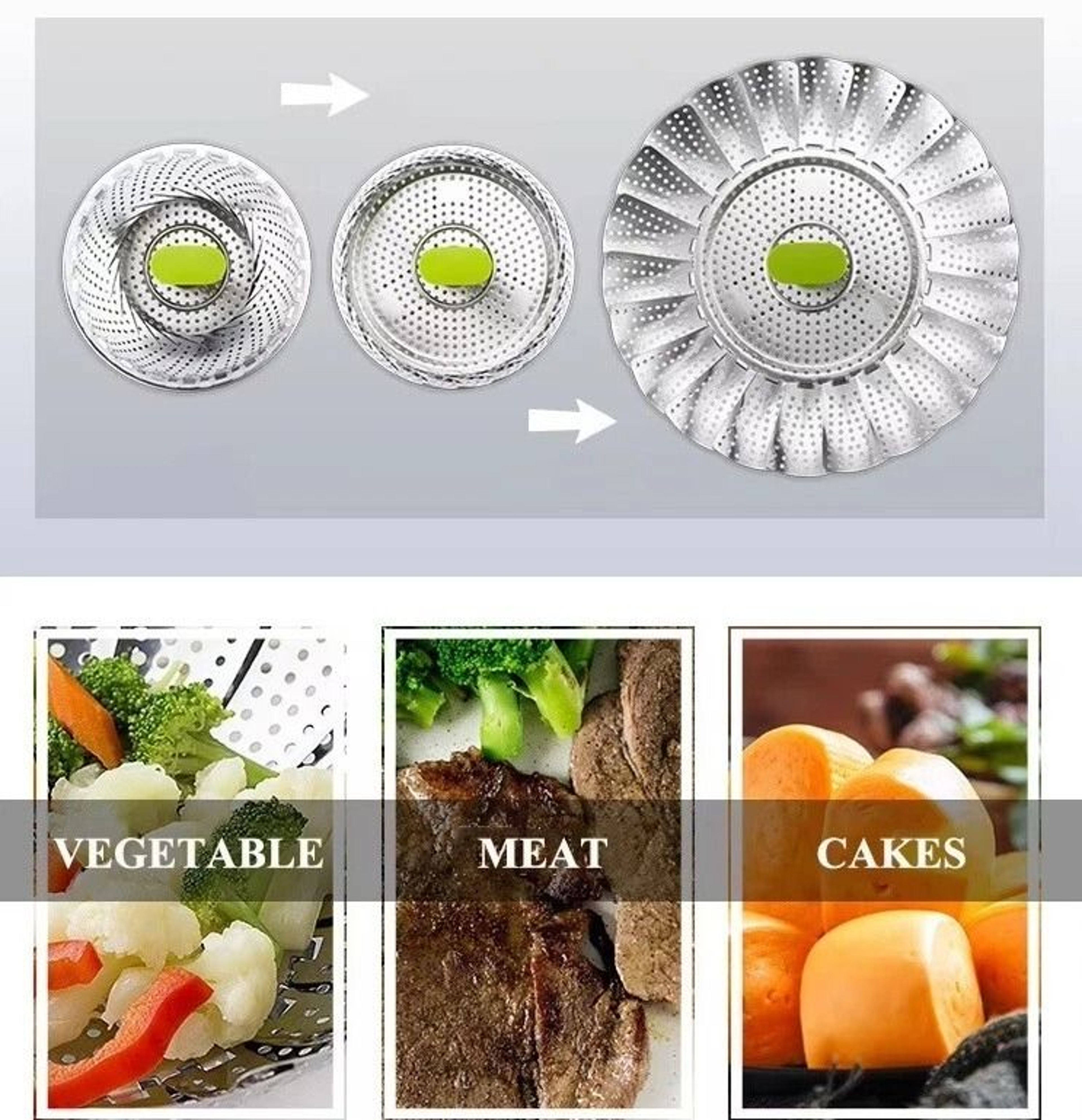 Expandable Vegetable Steamer Basket Stainless Steel Dumpling Steamer Insert For Pots 12