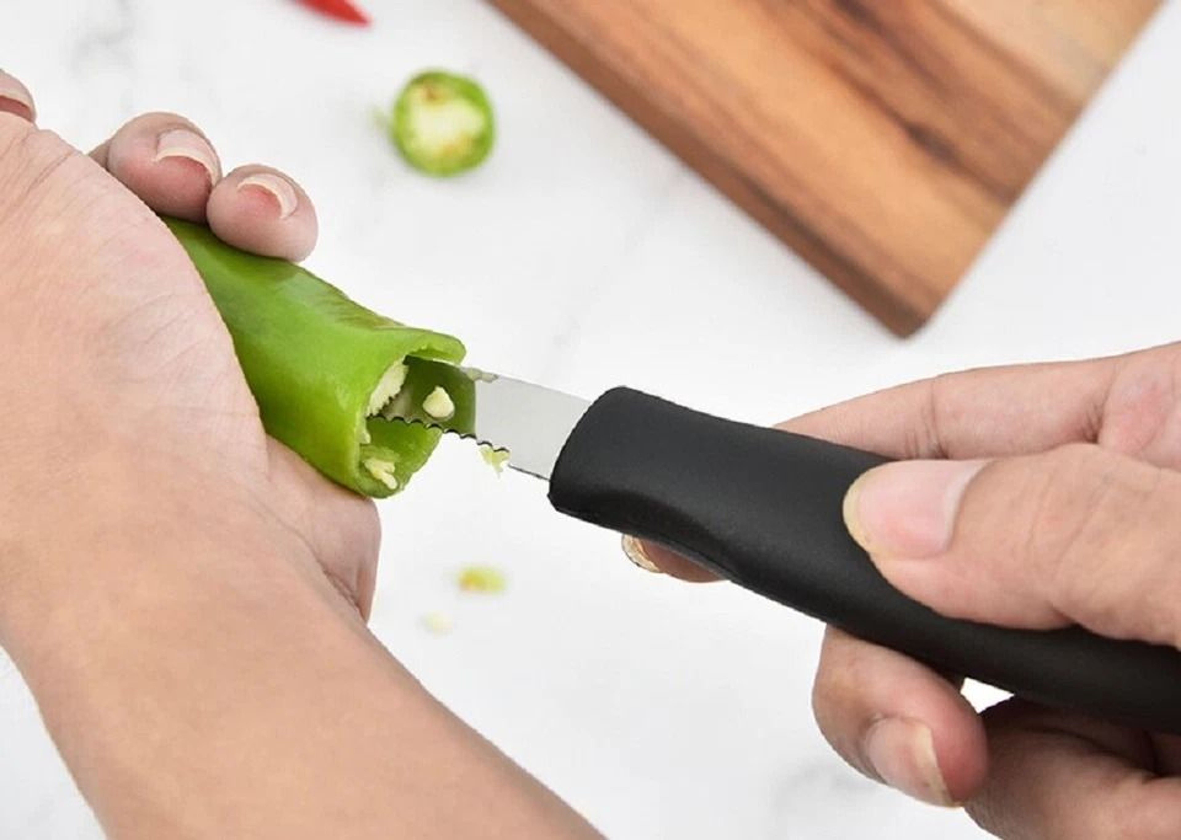 Stainless Steel Corer And Cutter Pepper Seed Remover Kitchen Prep Tool 6