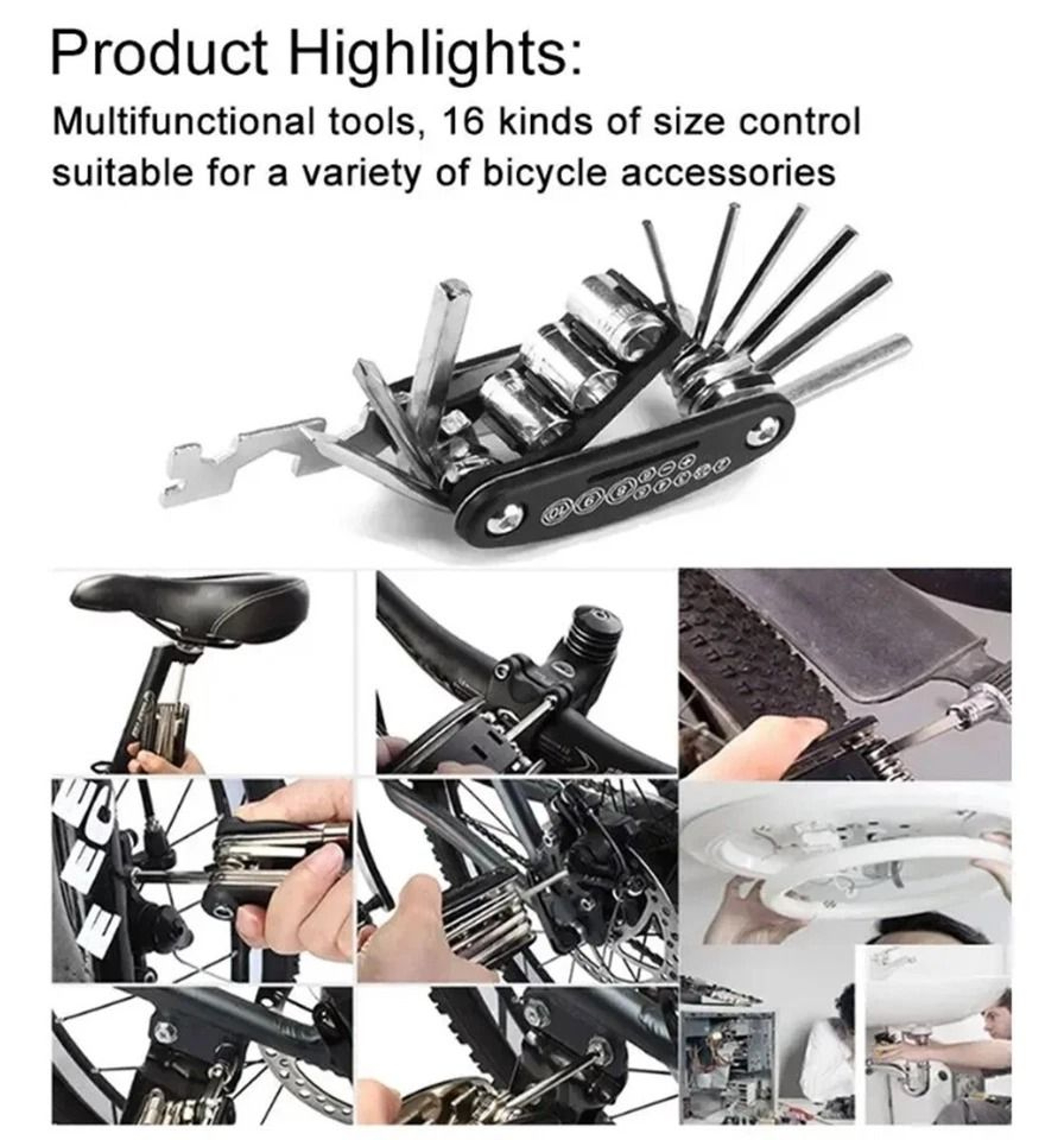 Bike Repair Tool Kit Portable Bicycle Multitool For Road And Mountain Bikes 6