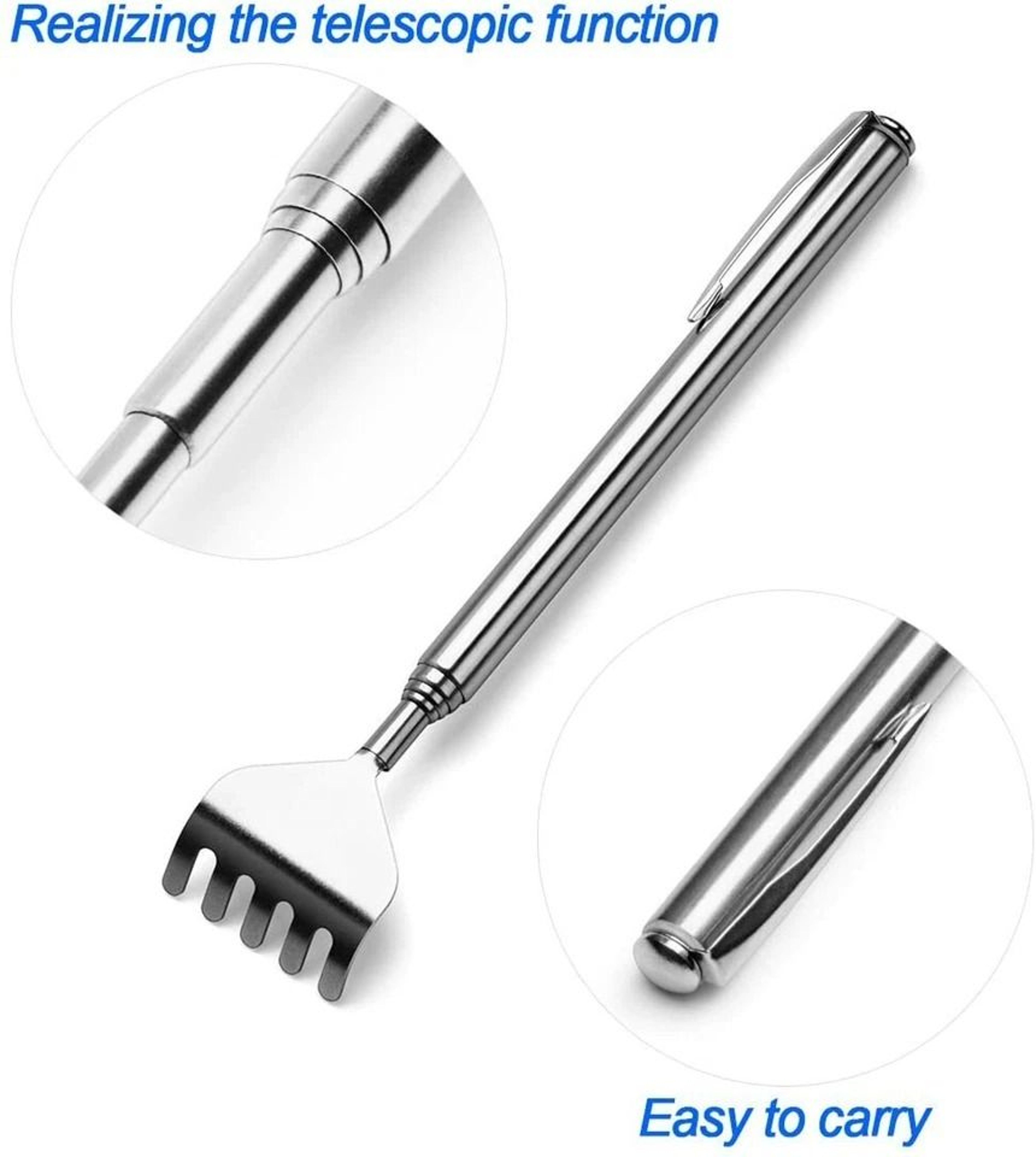 Stainless Steel Telescopic Back Scratcher For Adults Extendable Claw Massager 8