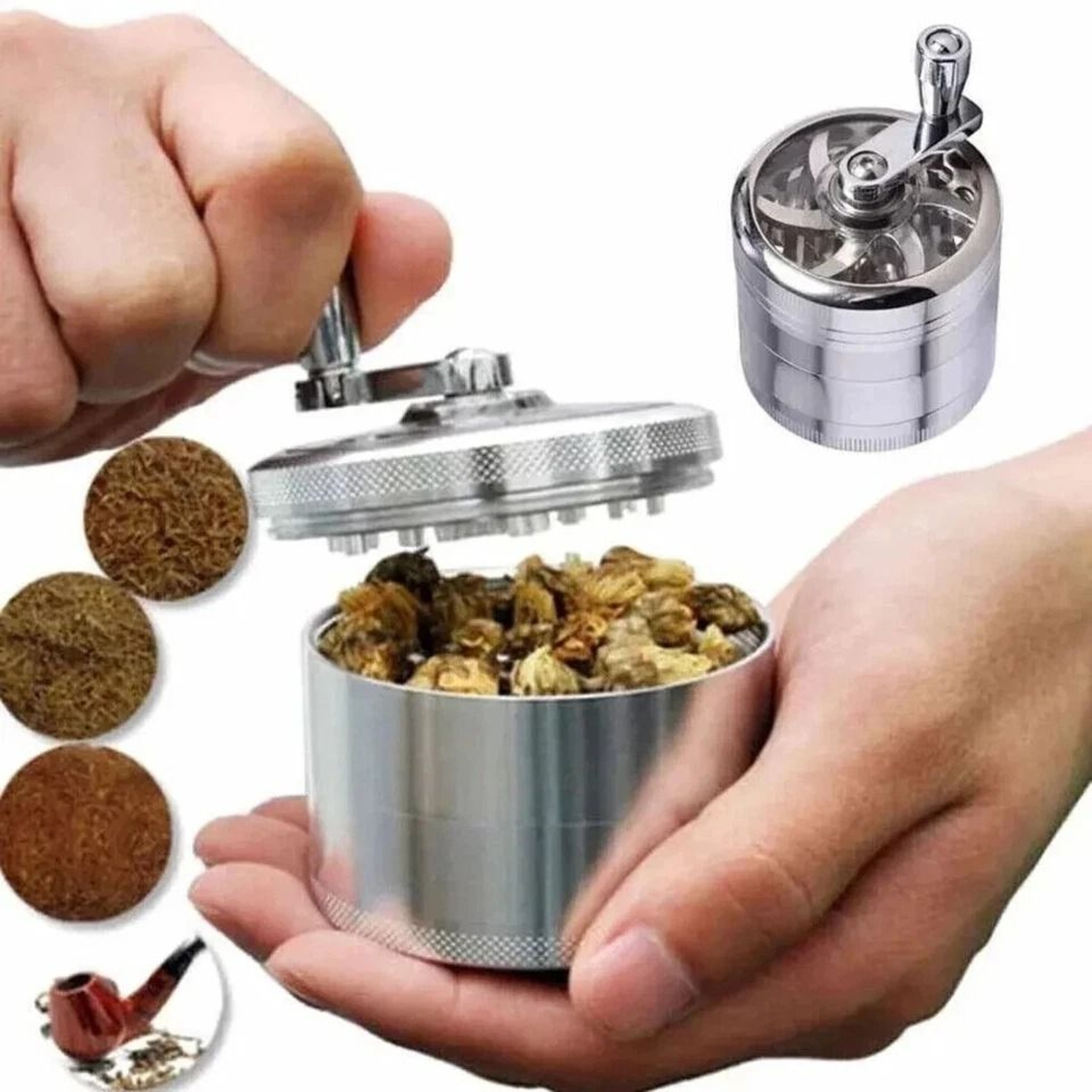 Herb Tobacco Grinder Herbal Metal Spice Crusher With Handle For Smoke  Herbs 1