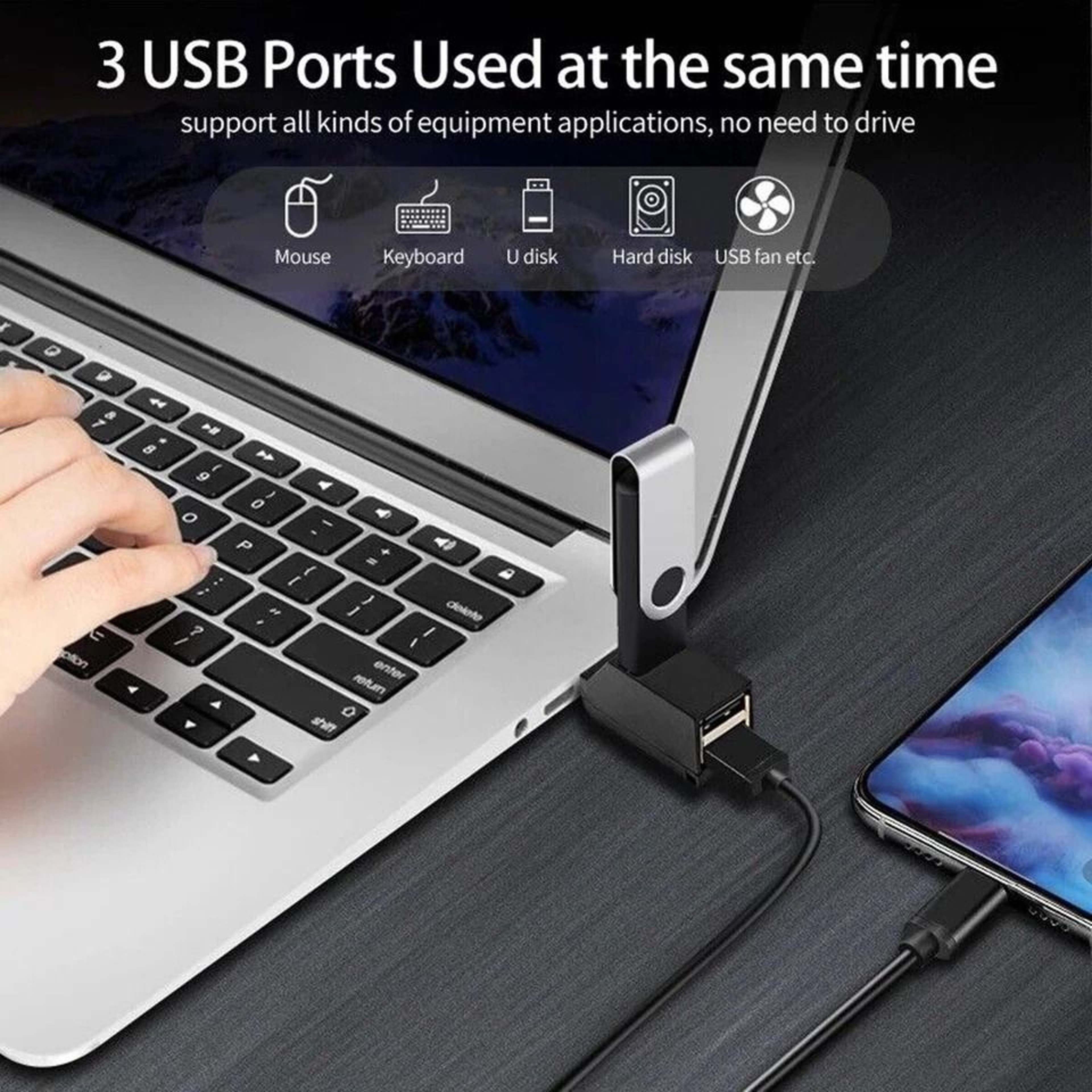USB Hub Splitter For HighSpeed Data Transfer Compatible With PC Laptop And MacBook 1