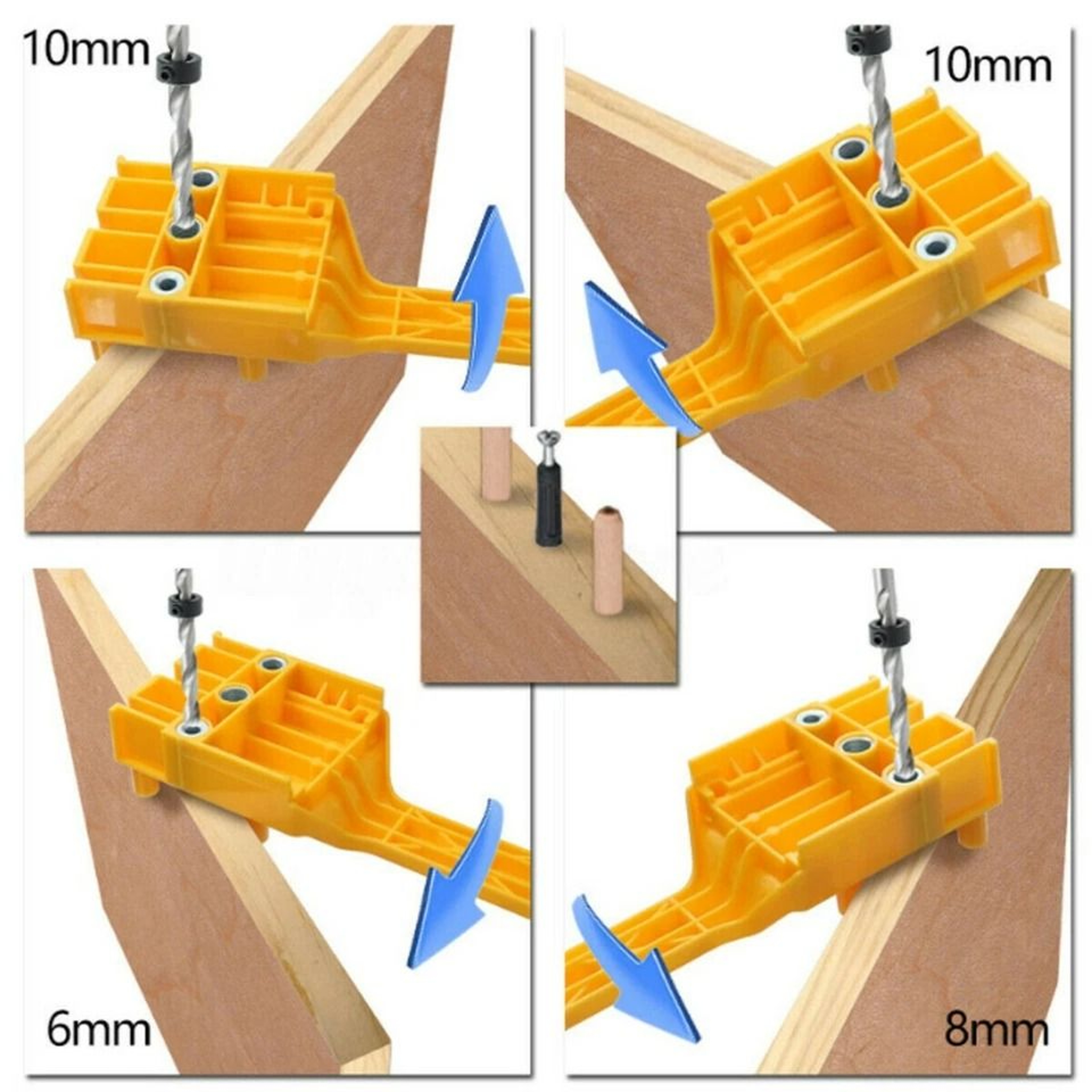 Handheld Woodworking Doweling Jig Drill Guide Wood Dowel Hole Kit 4