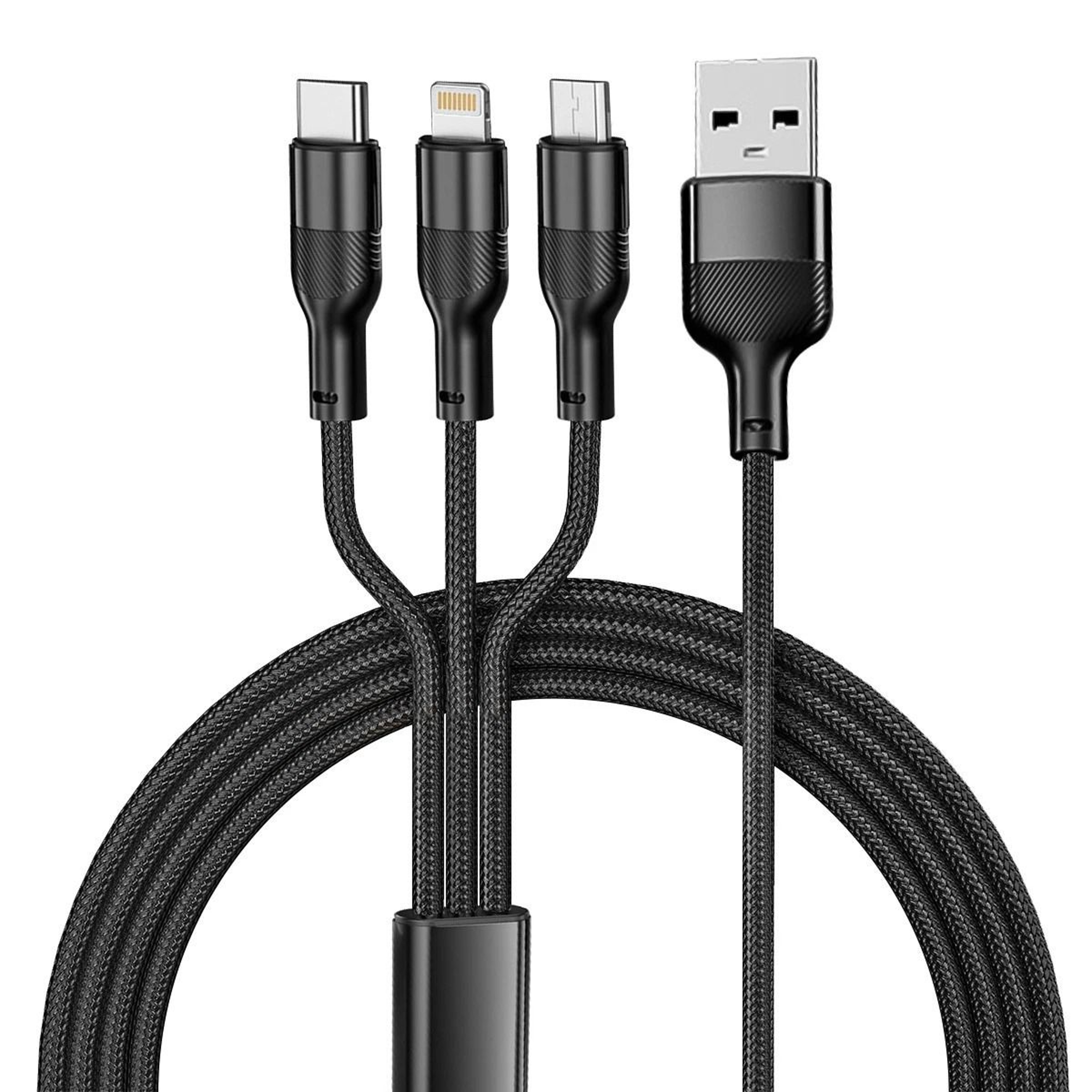Charging Cable Fast Multi Charger For IPhone USB C Micro USB Nylon Braided 0